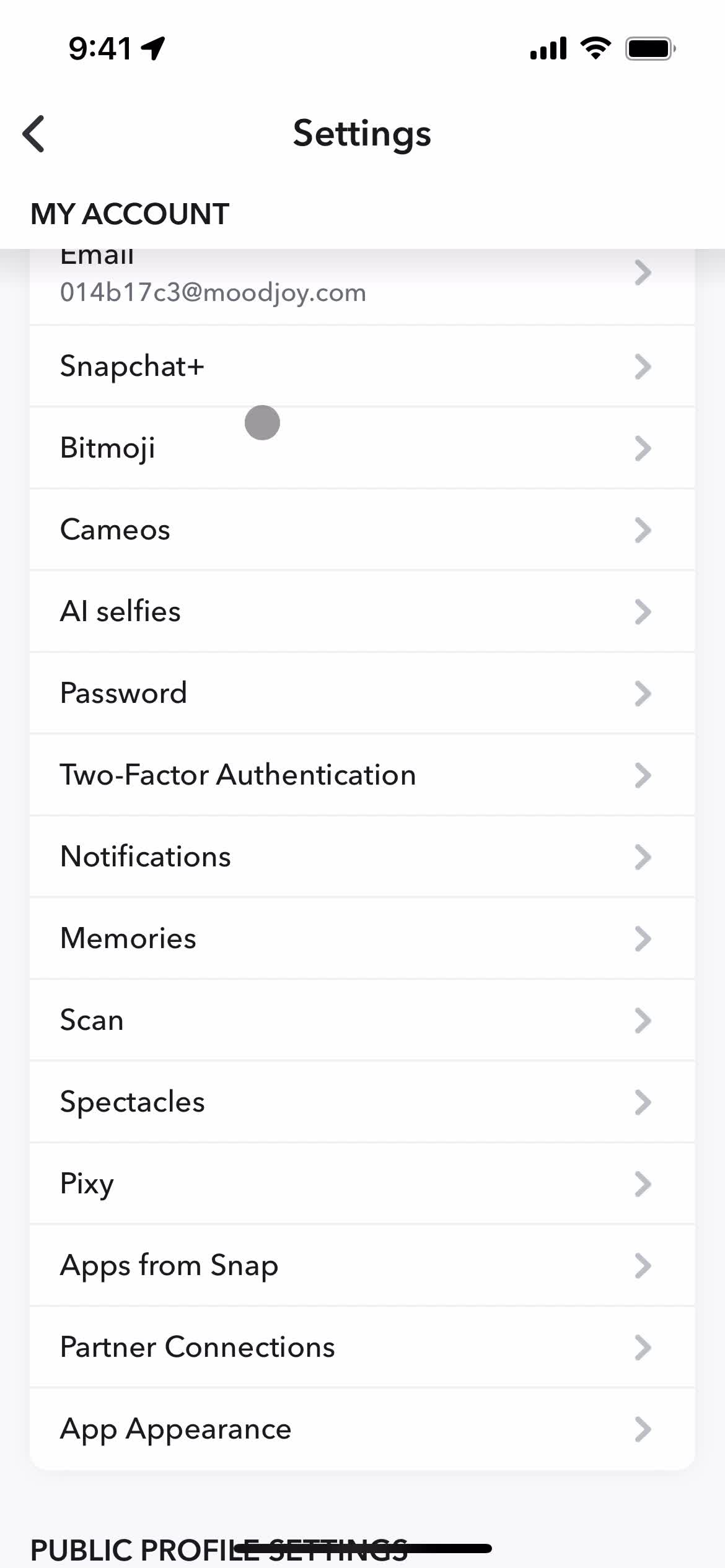 Settings screenshot