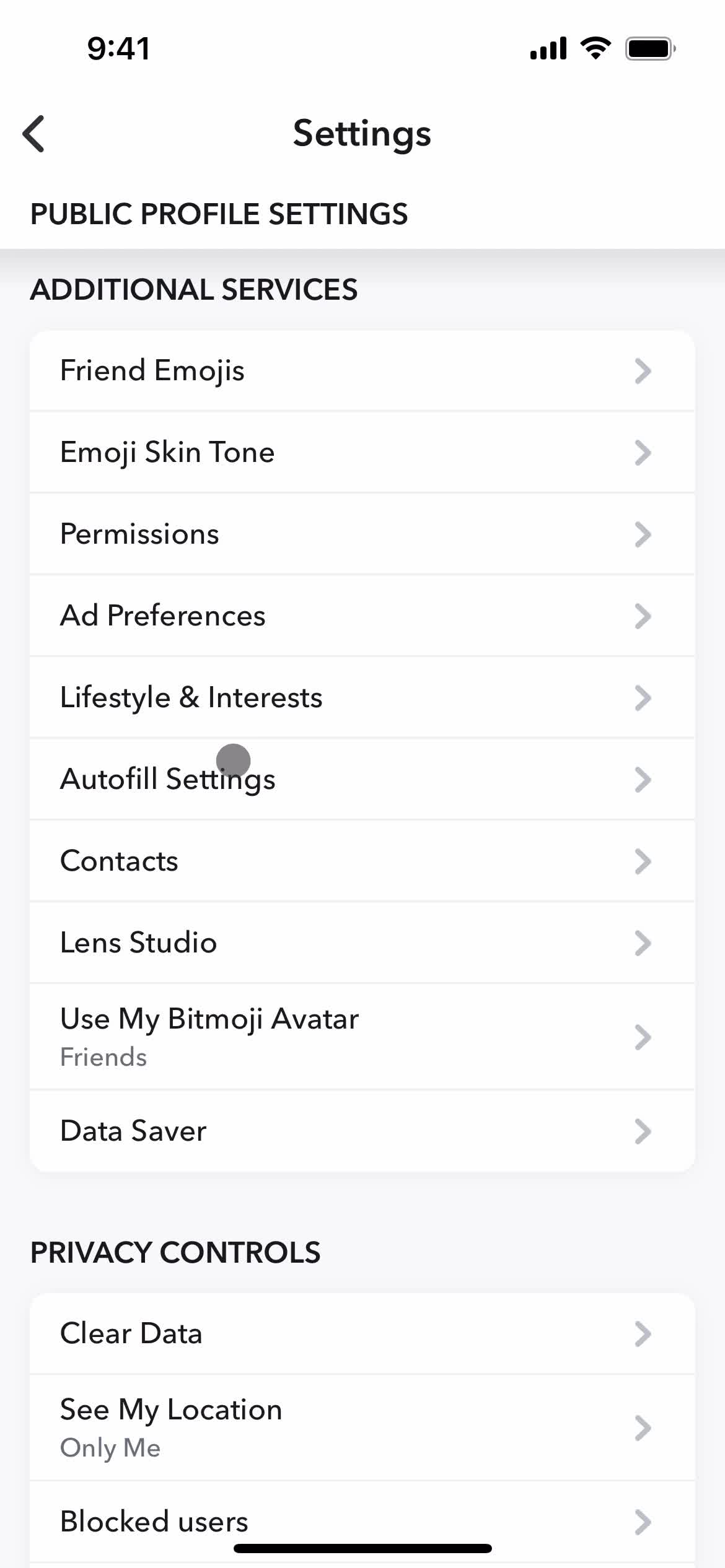 Settings screenshot