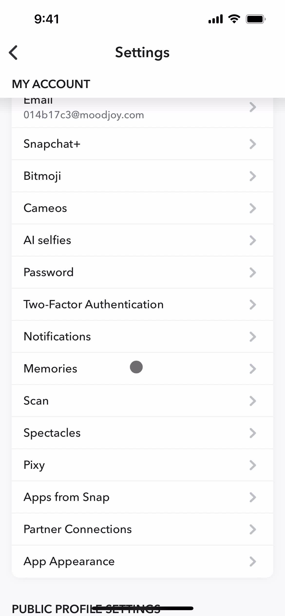 Settings screenshot