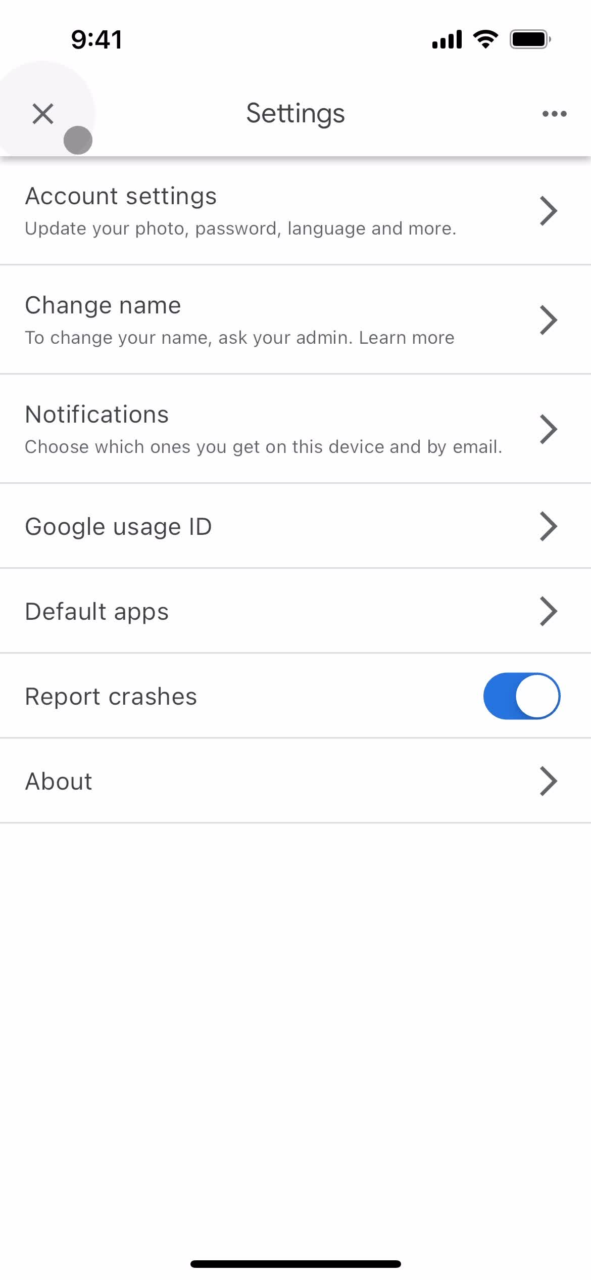 Settings screenshot