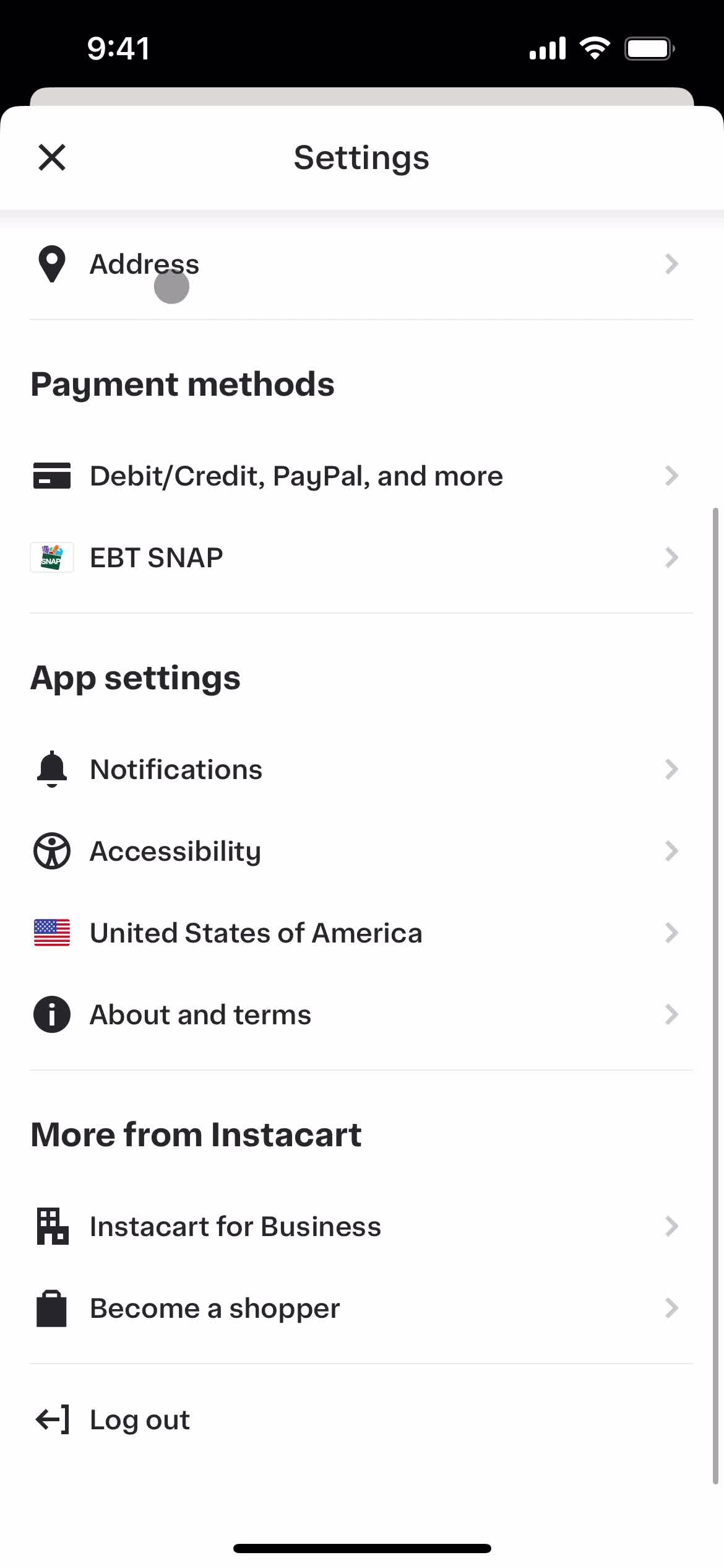 Settings on Instacart video thumbnail