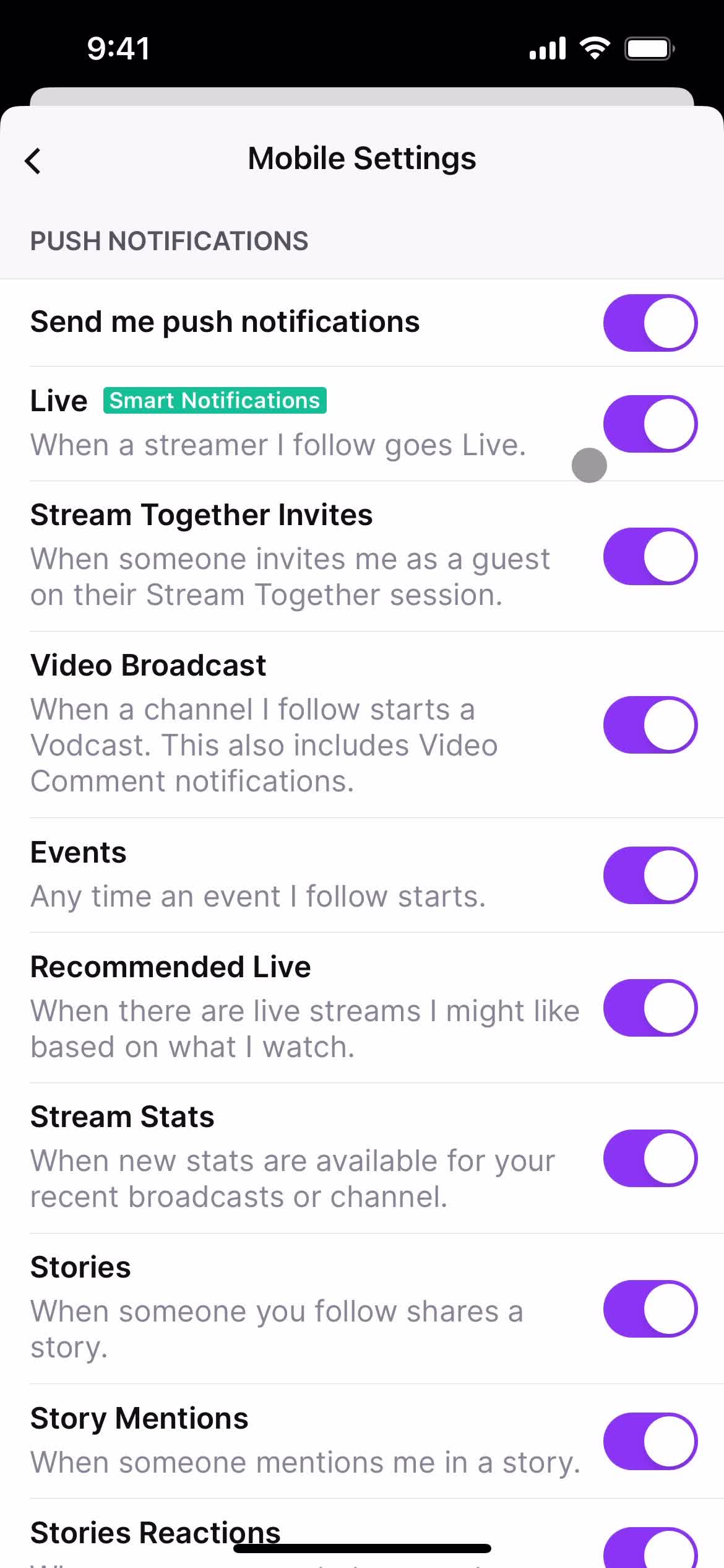 Settings on Twitch video thumbnail