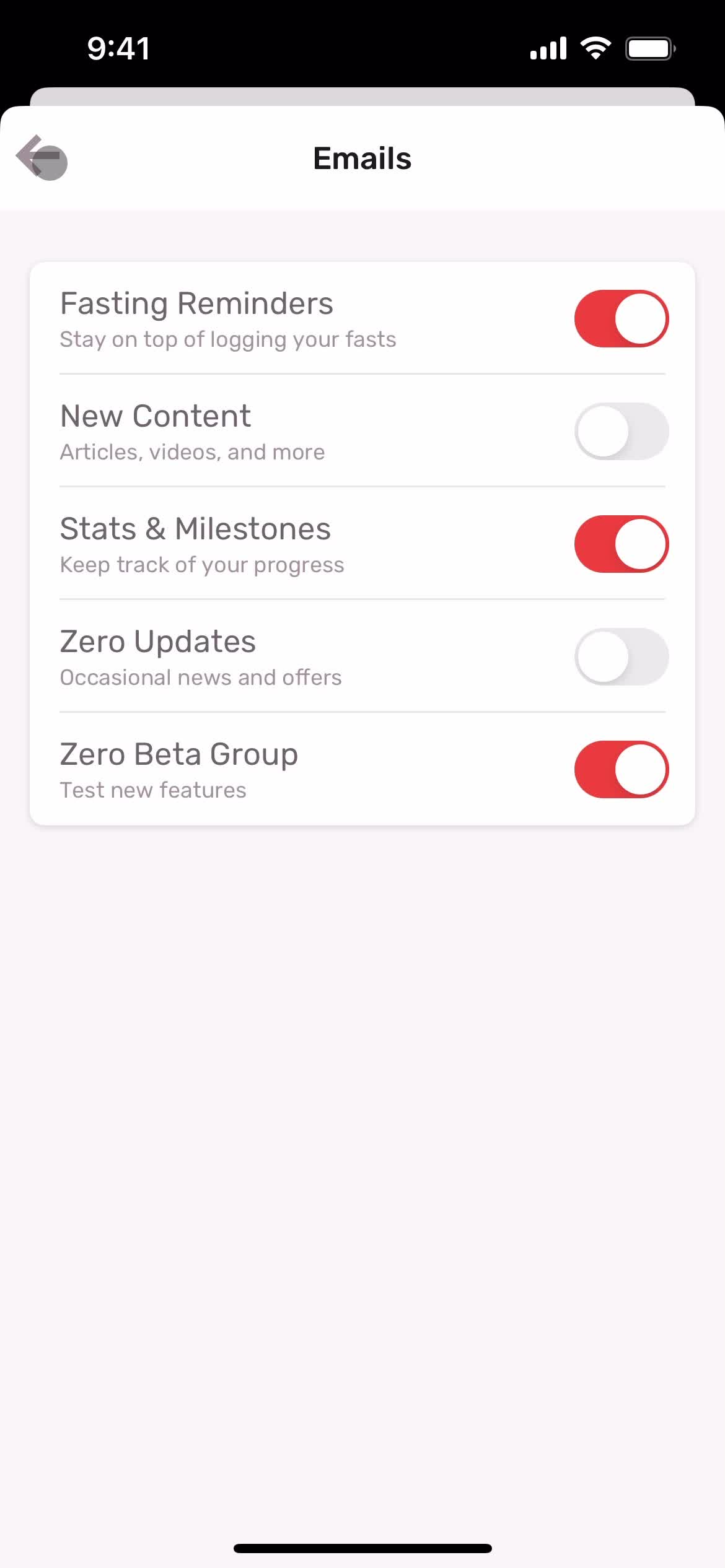 Settings screenshot