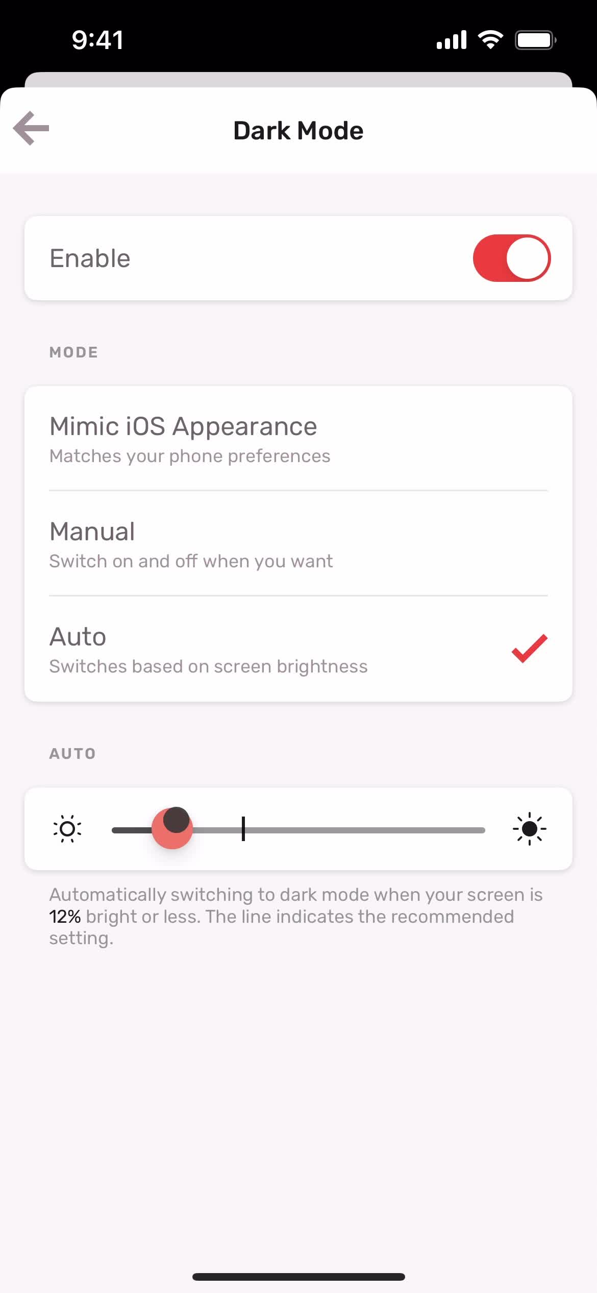 Settings screenshot