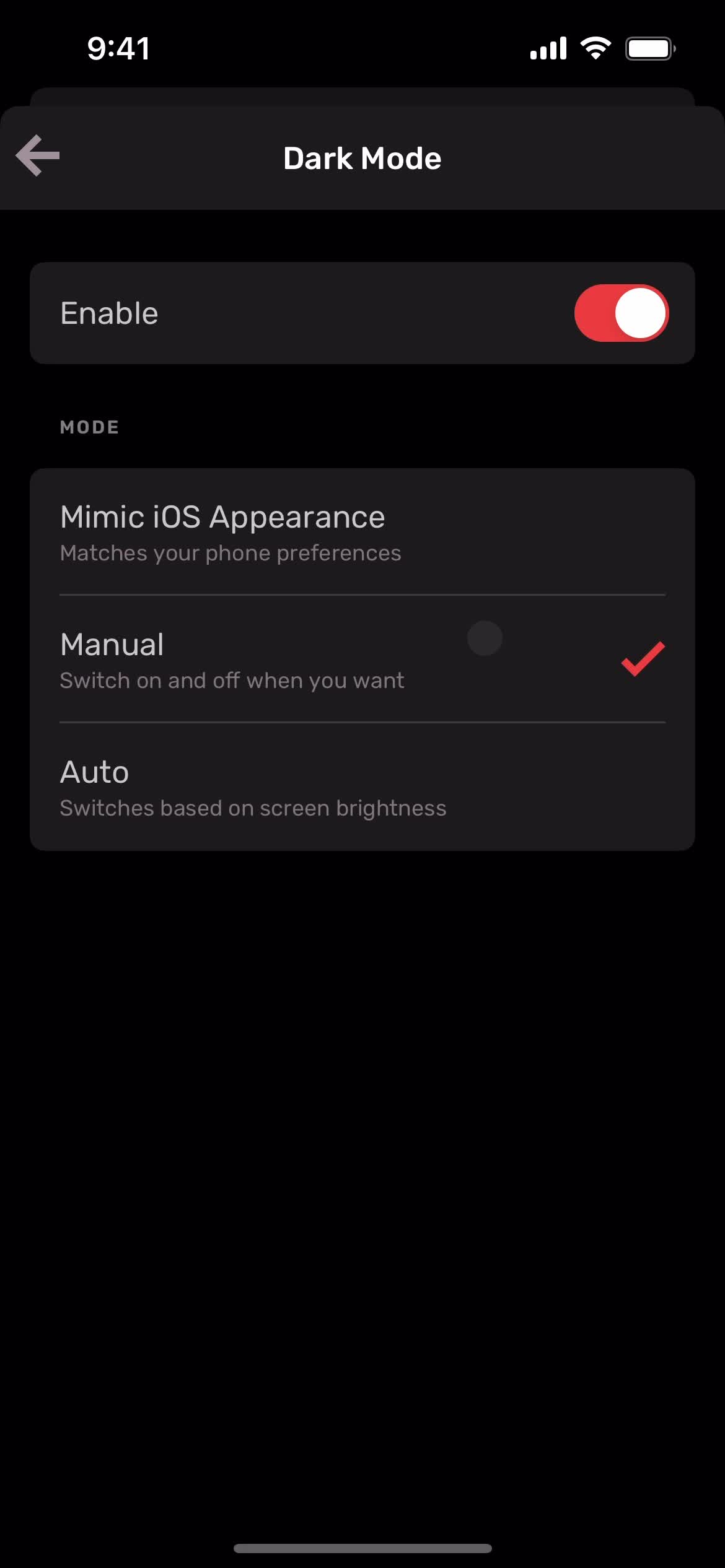 Settings screenshot