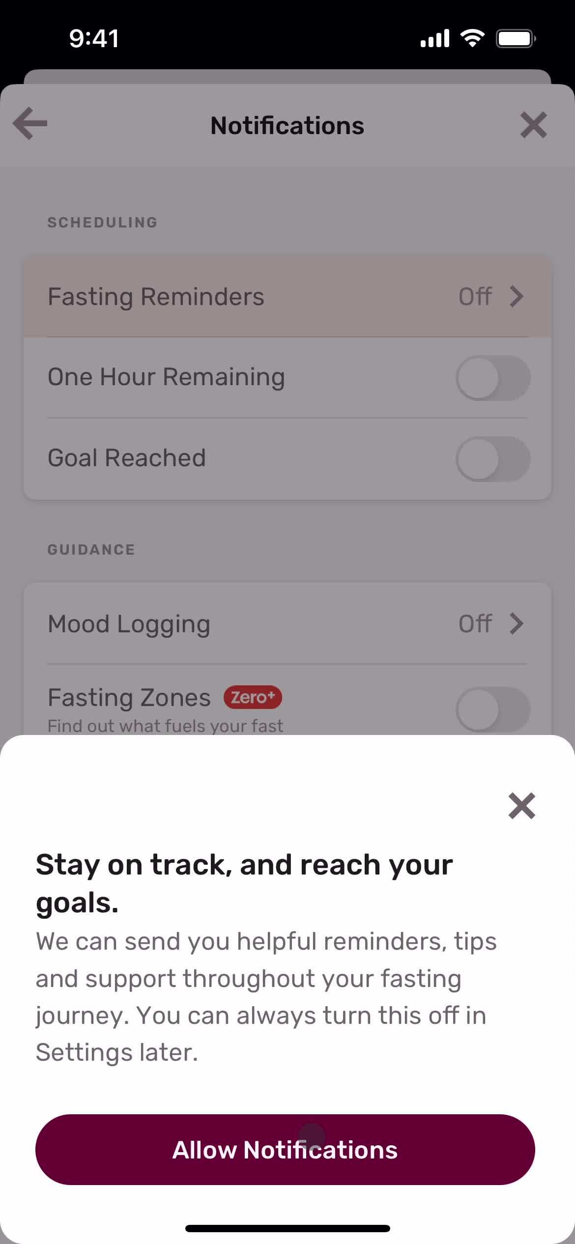 Settings screenshot