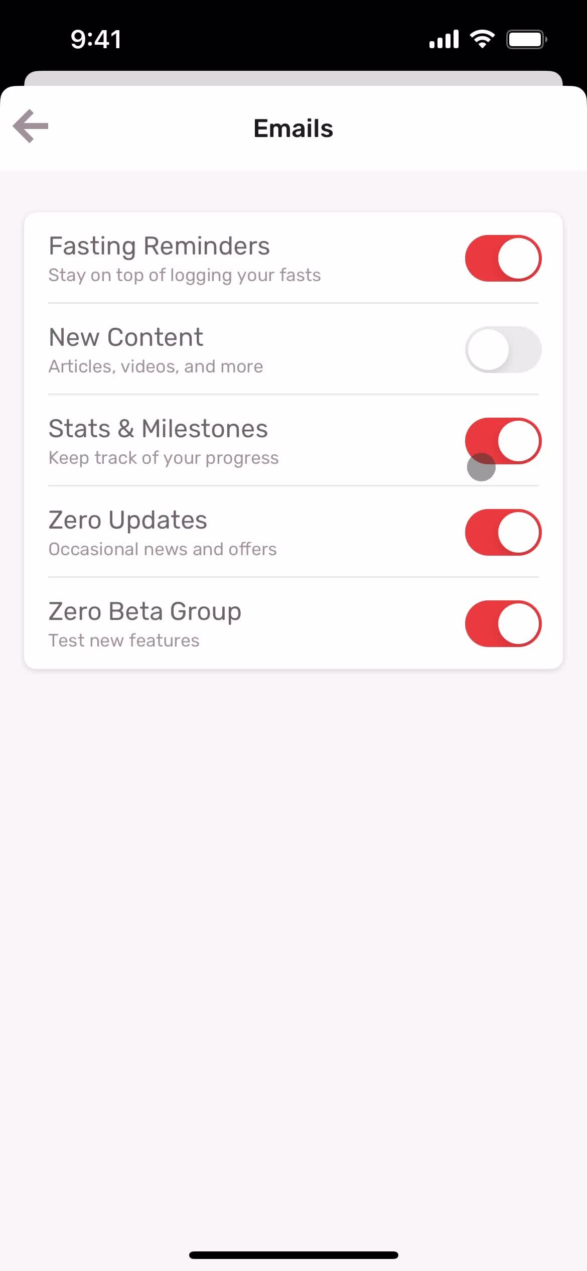 Settings screenshot