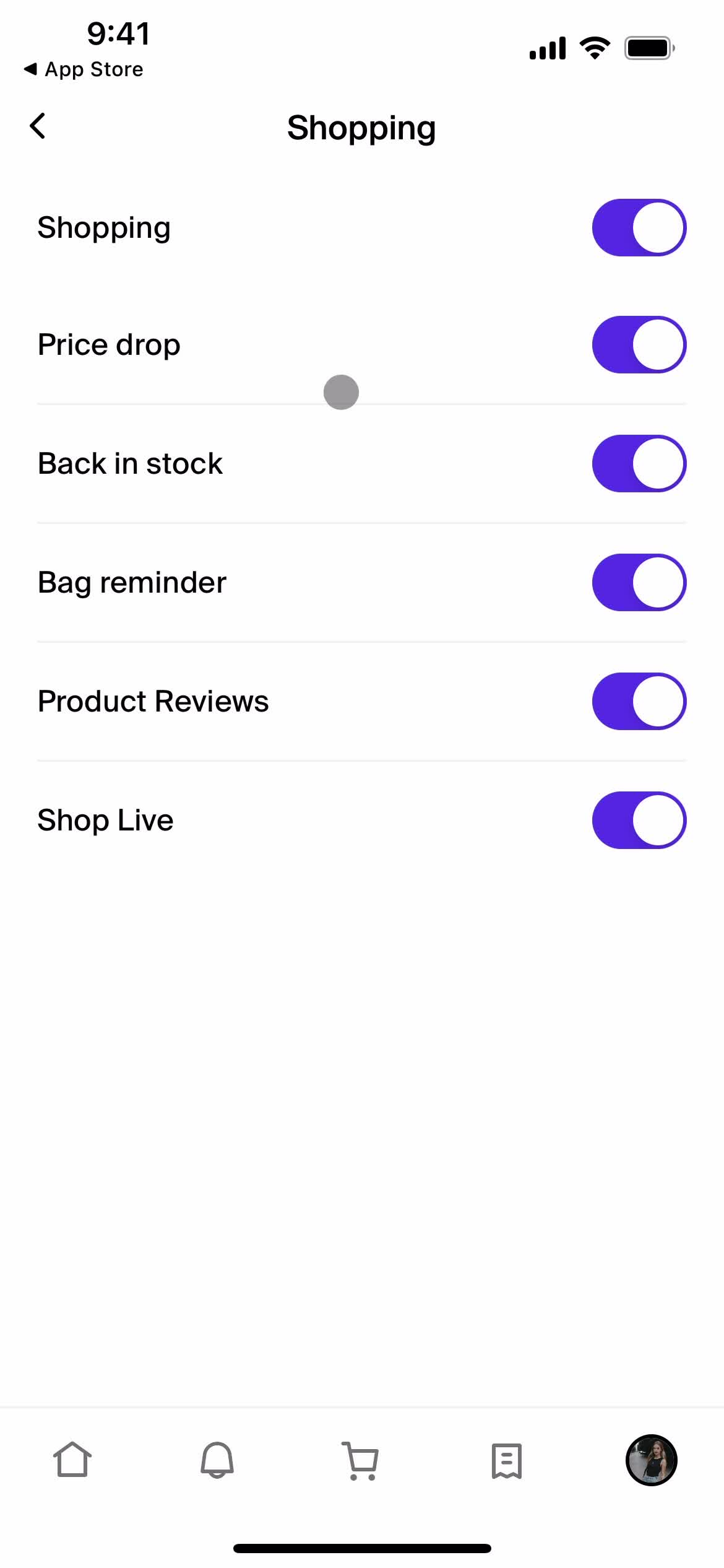 Settings on Shop video thumbnail