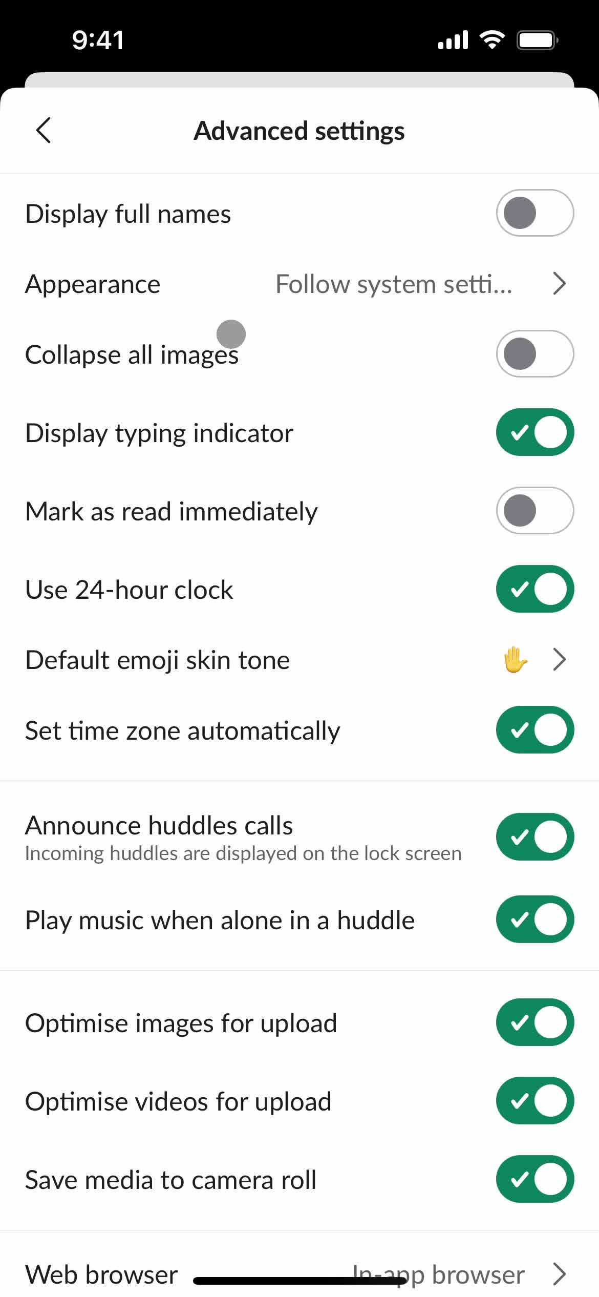 Settings screenshot