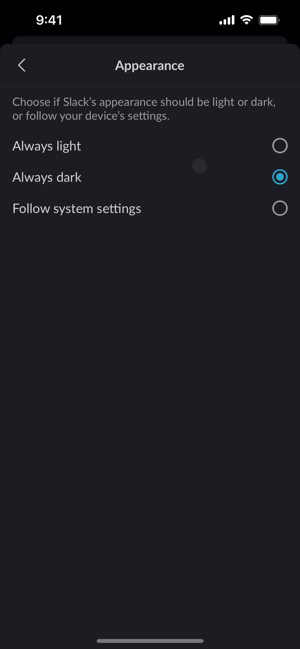 Settings screenshot