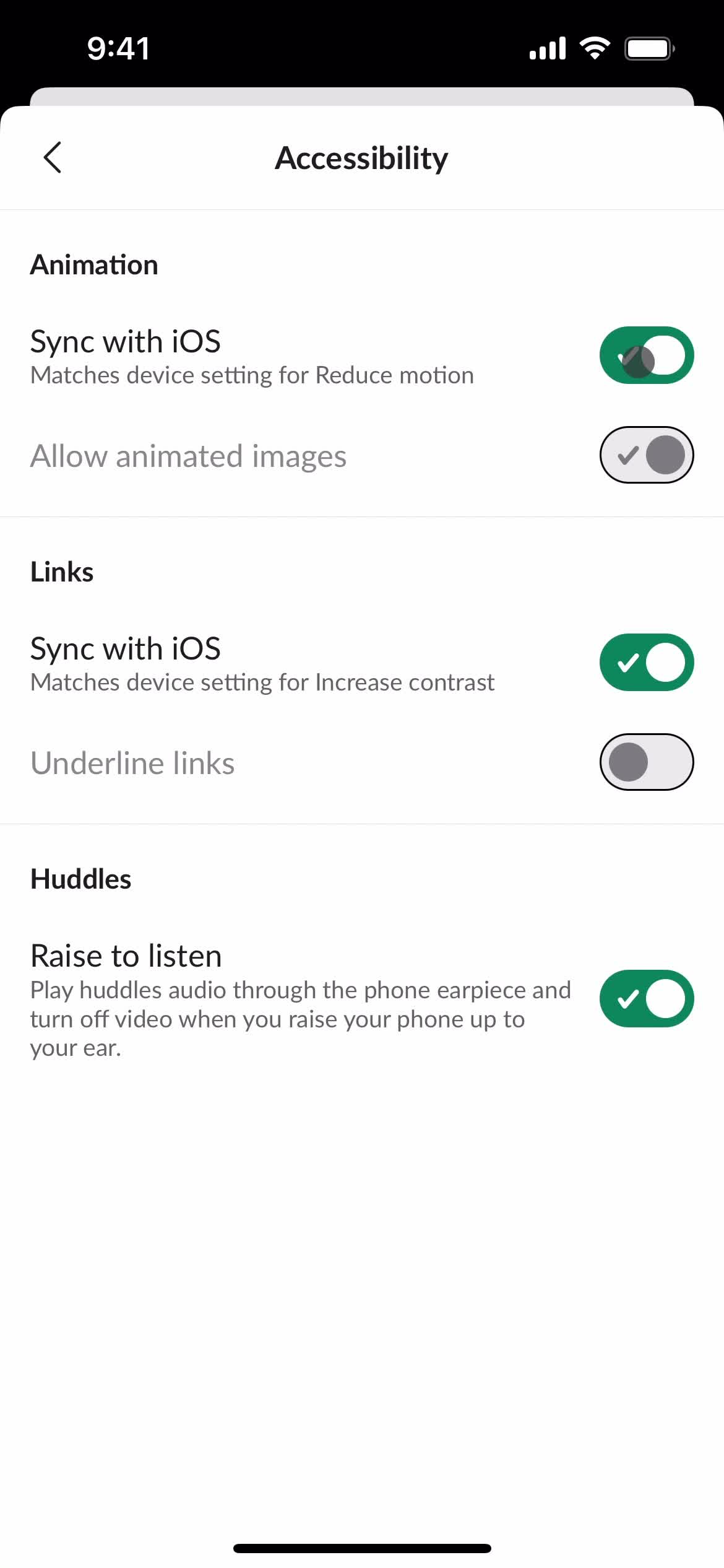 Settings screenshot