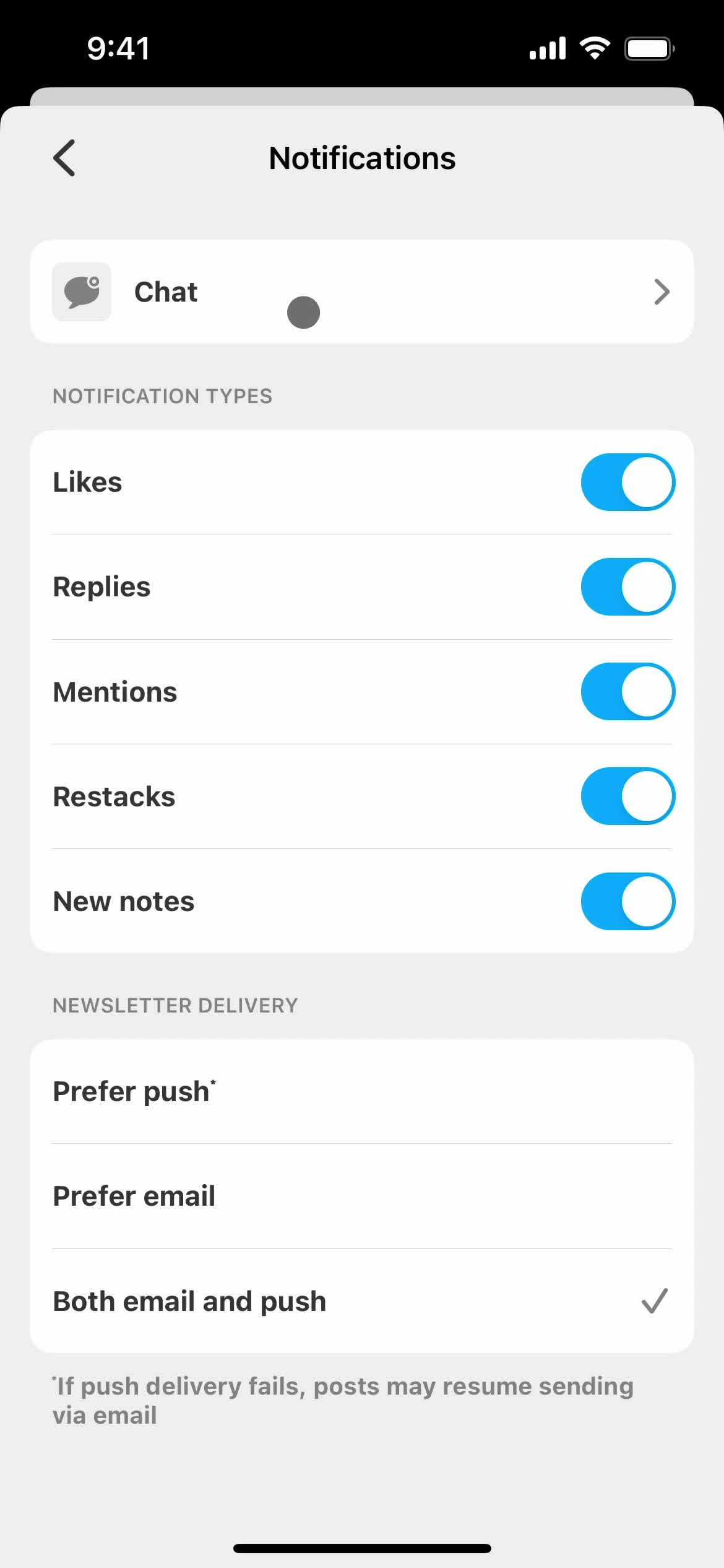 Settings screenshot