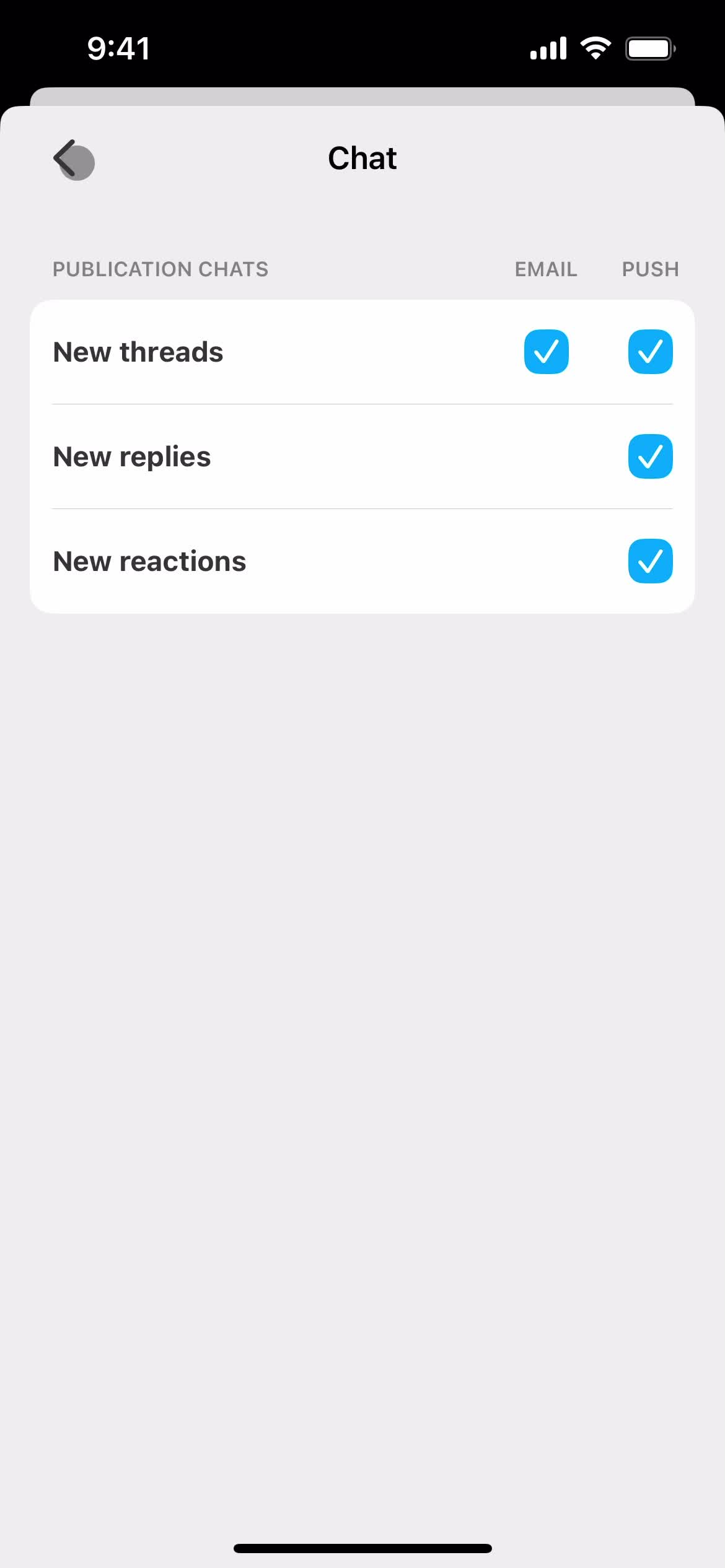 Settings screenshot