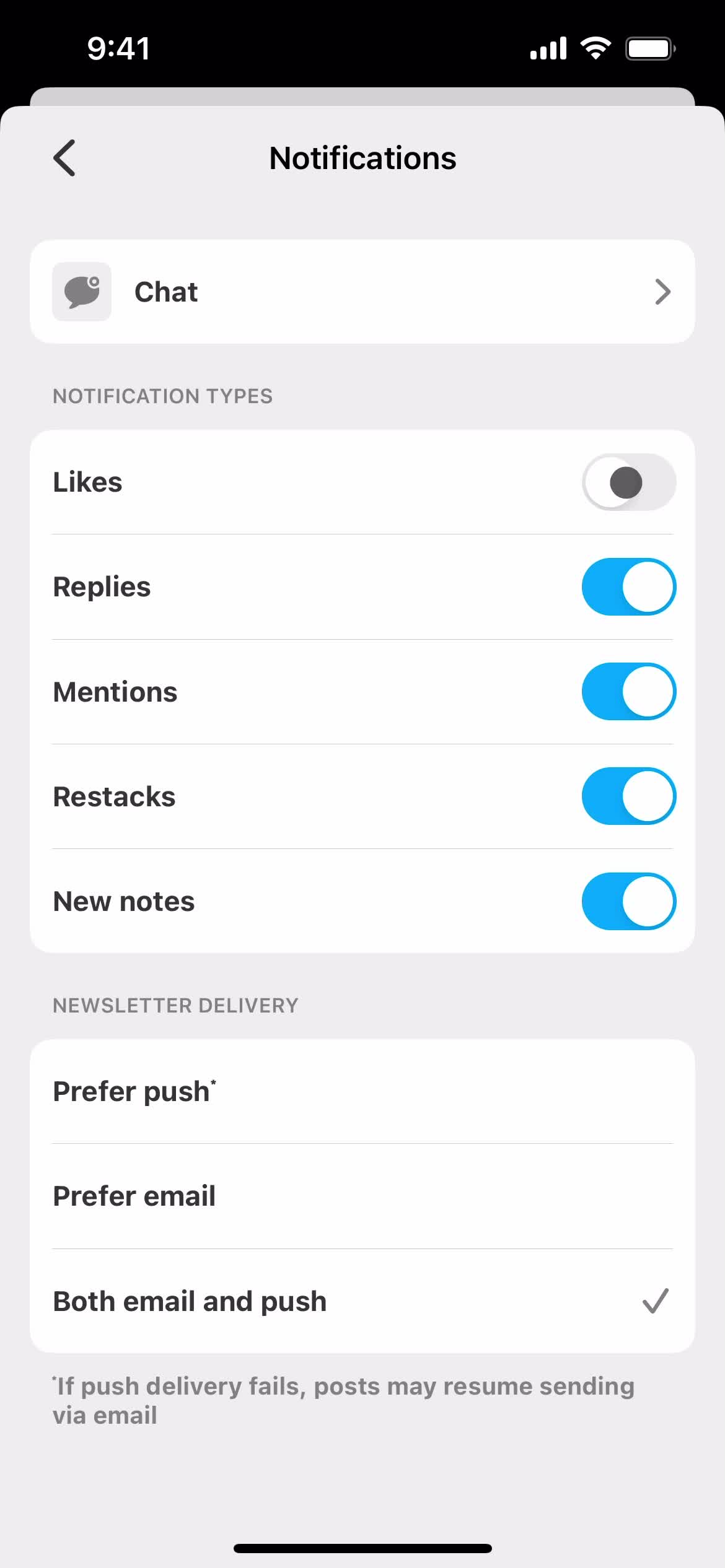 Settings screenshot