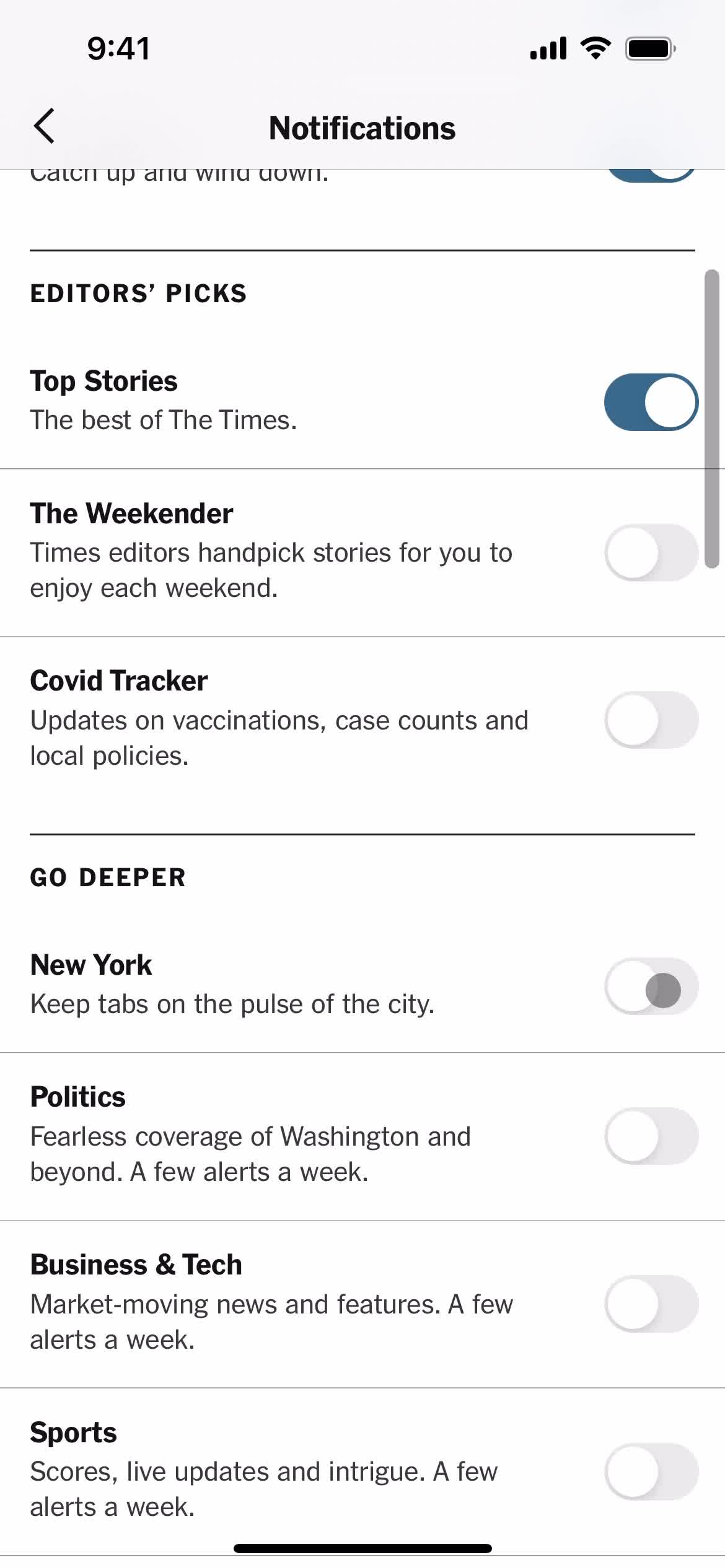 Settings on The New York Times video thumbnail