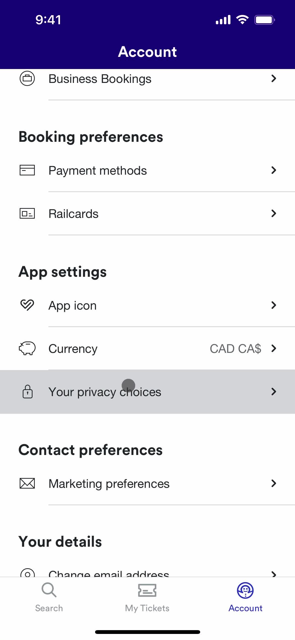 Settings screenshot