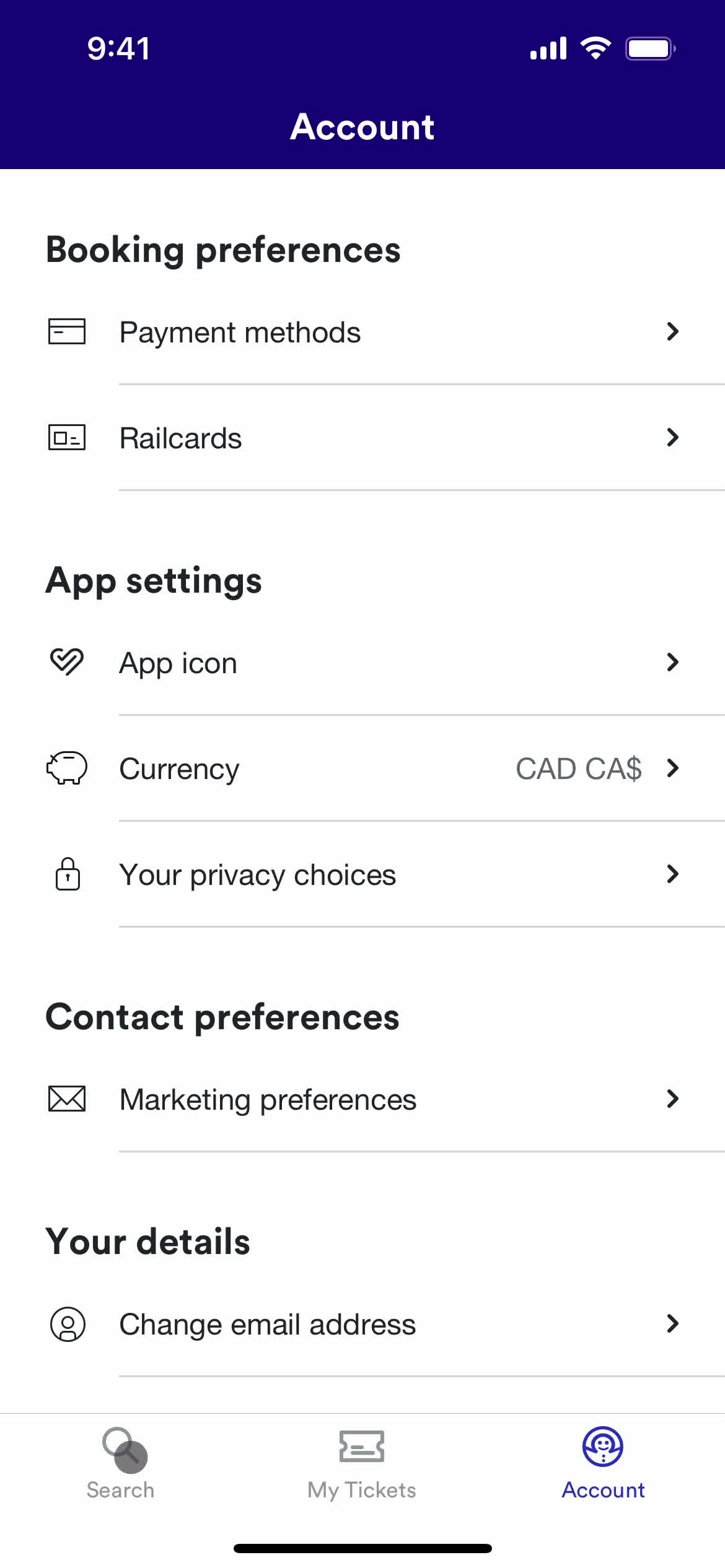 Settings screenshot