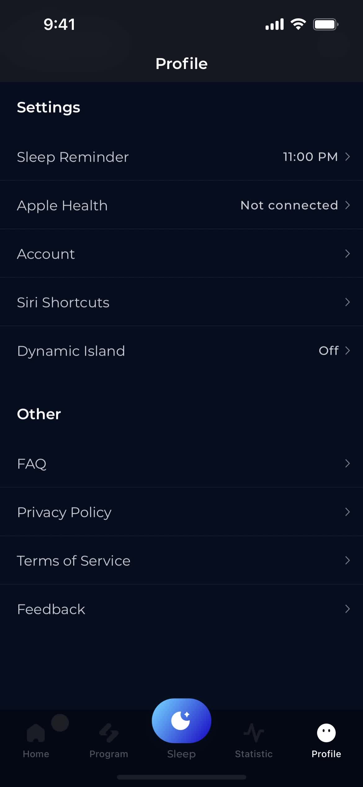 Settings screenshot