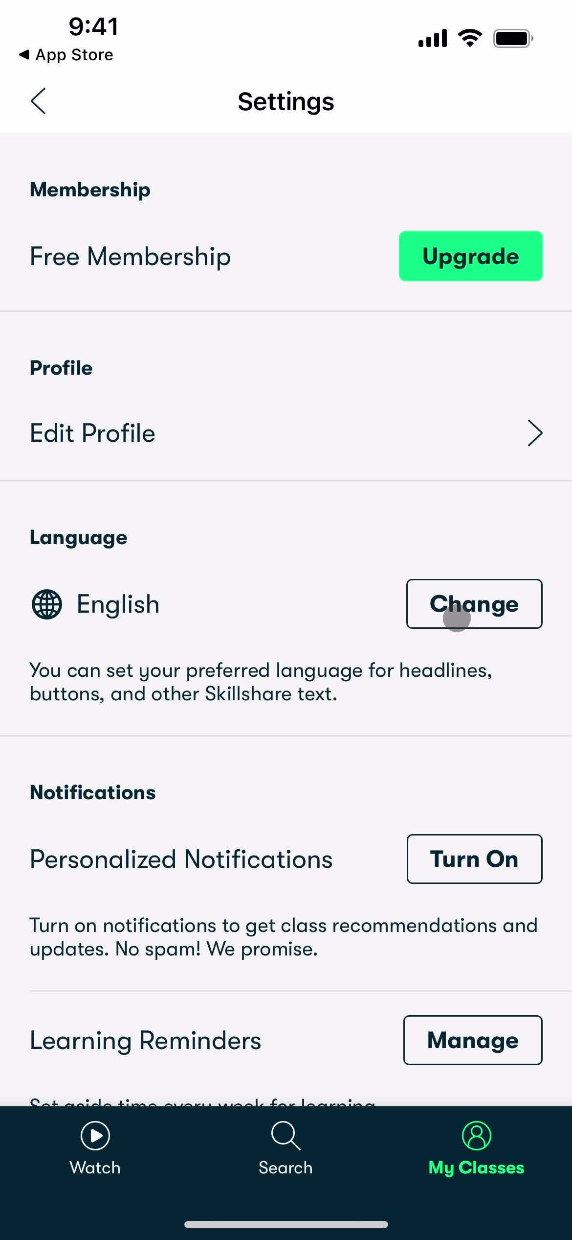 Settings screenshot