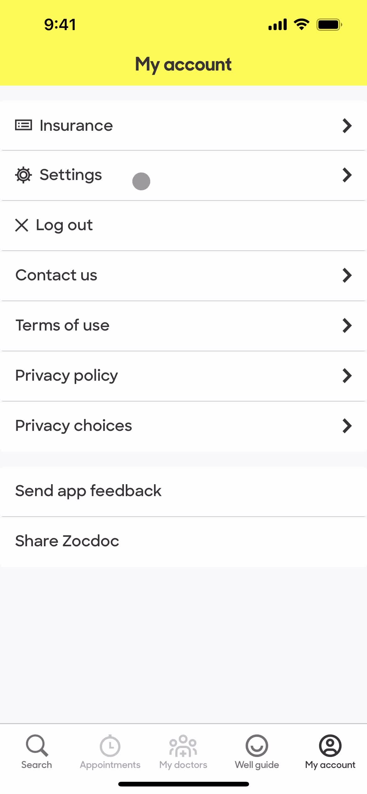 Settings on Zocdoc video thumbnail