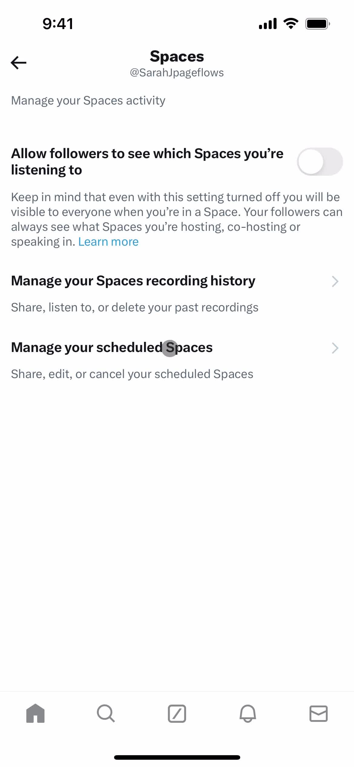 Settings screenshot