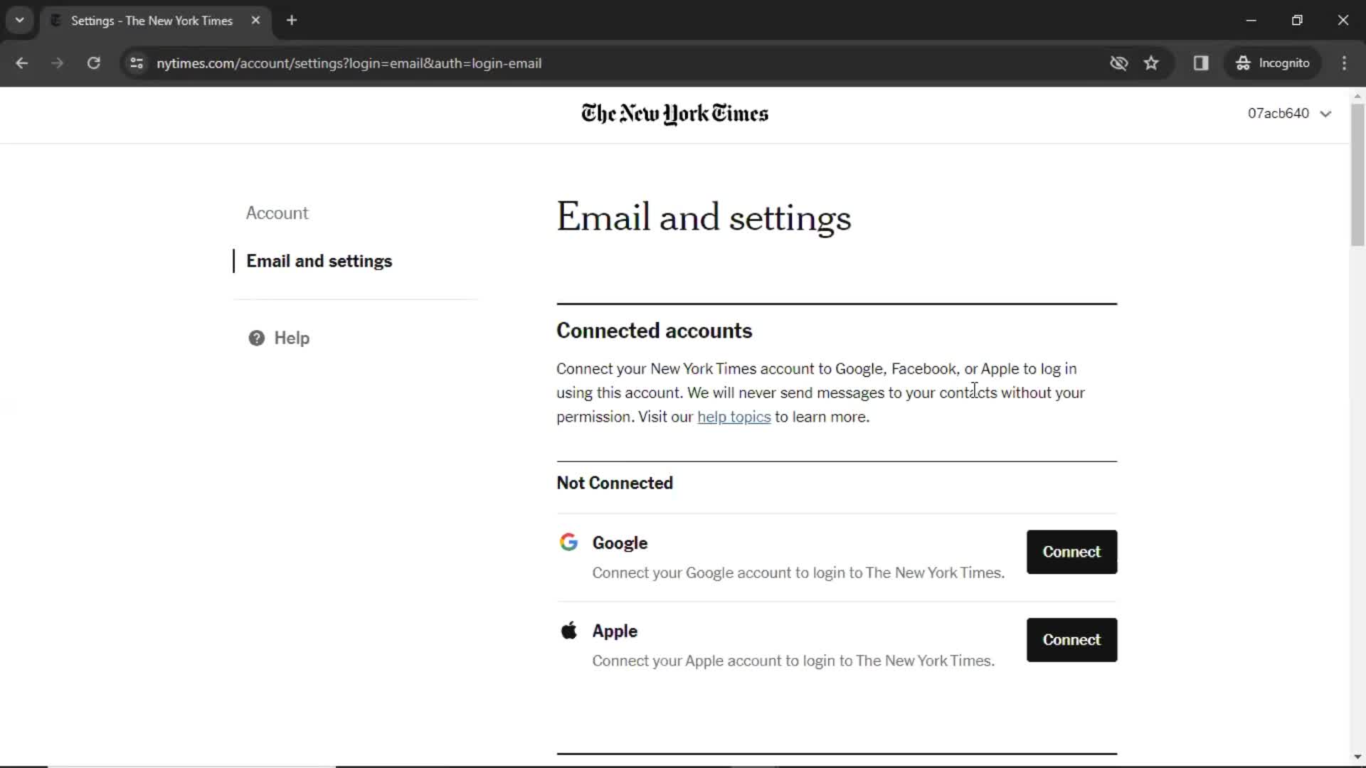 Settings on The New York Times video thumbnail