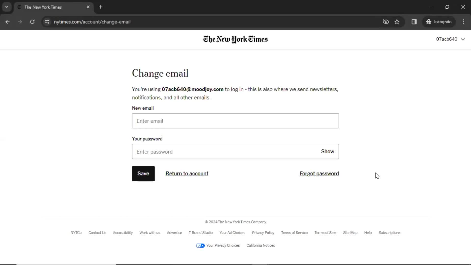 Settings on The New York Times video thumbnail