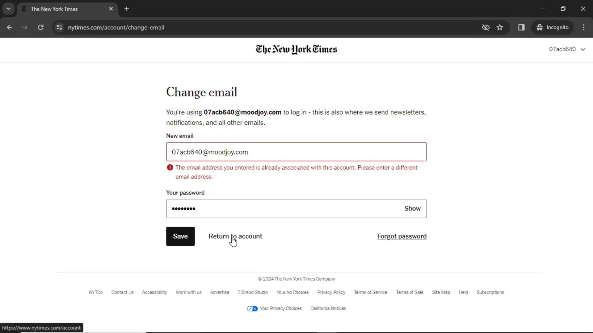 Settings on The New York Times video thumbnail