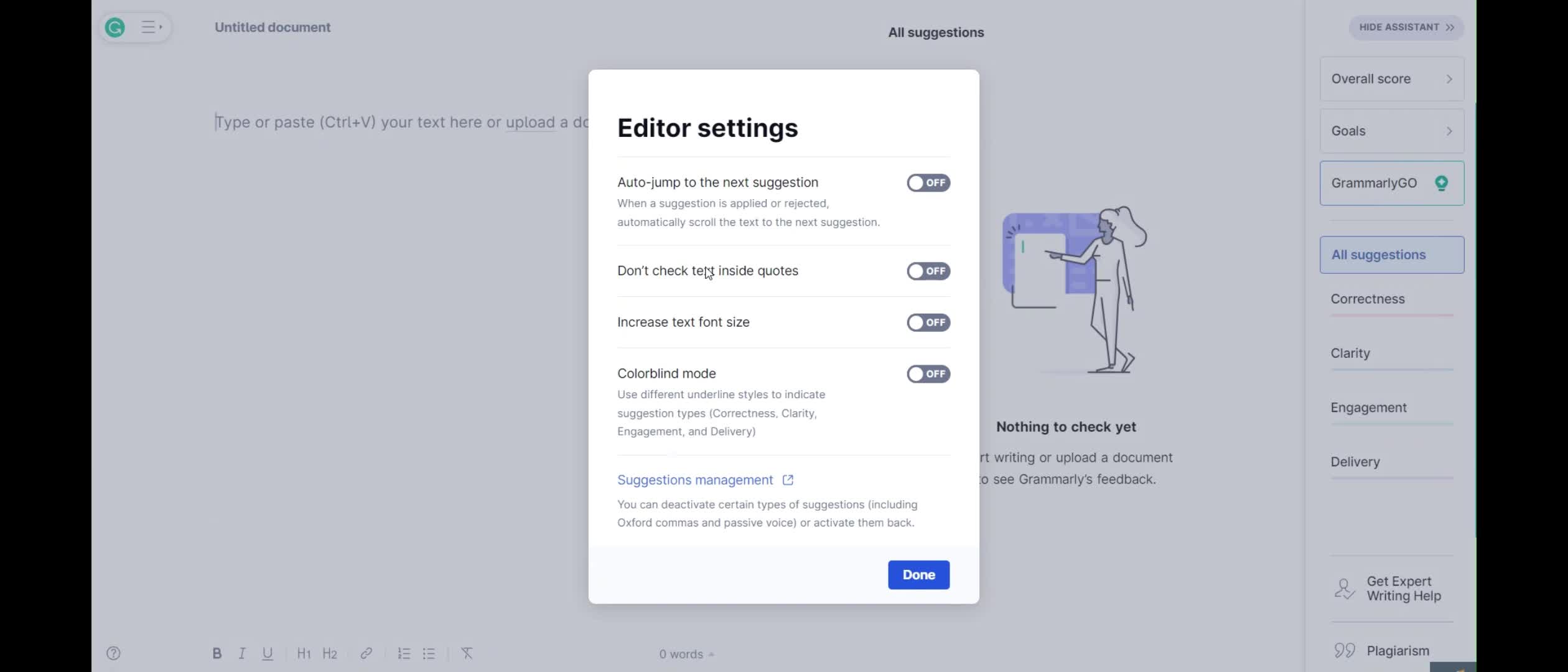 Settings on Grammarly video thumbnail