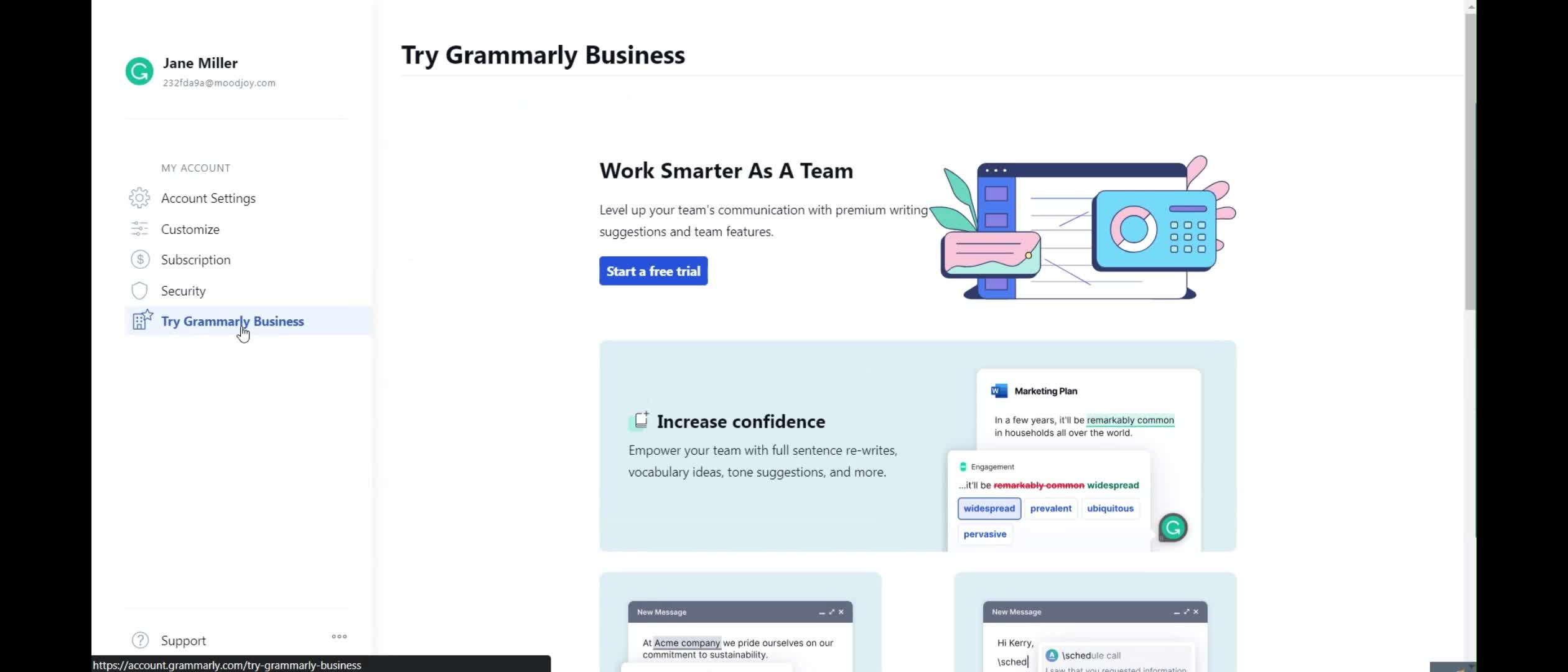 Settings on Grammarly video thumbnail