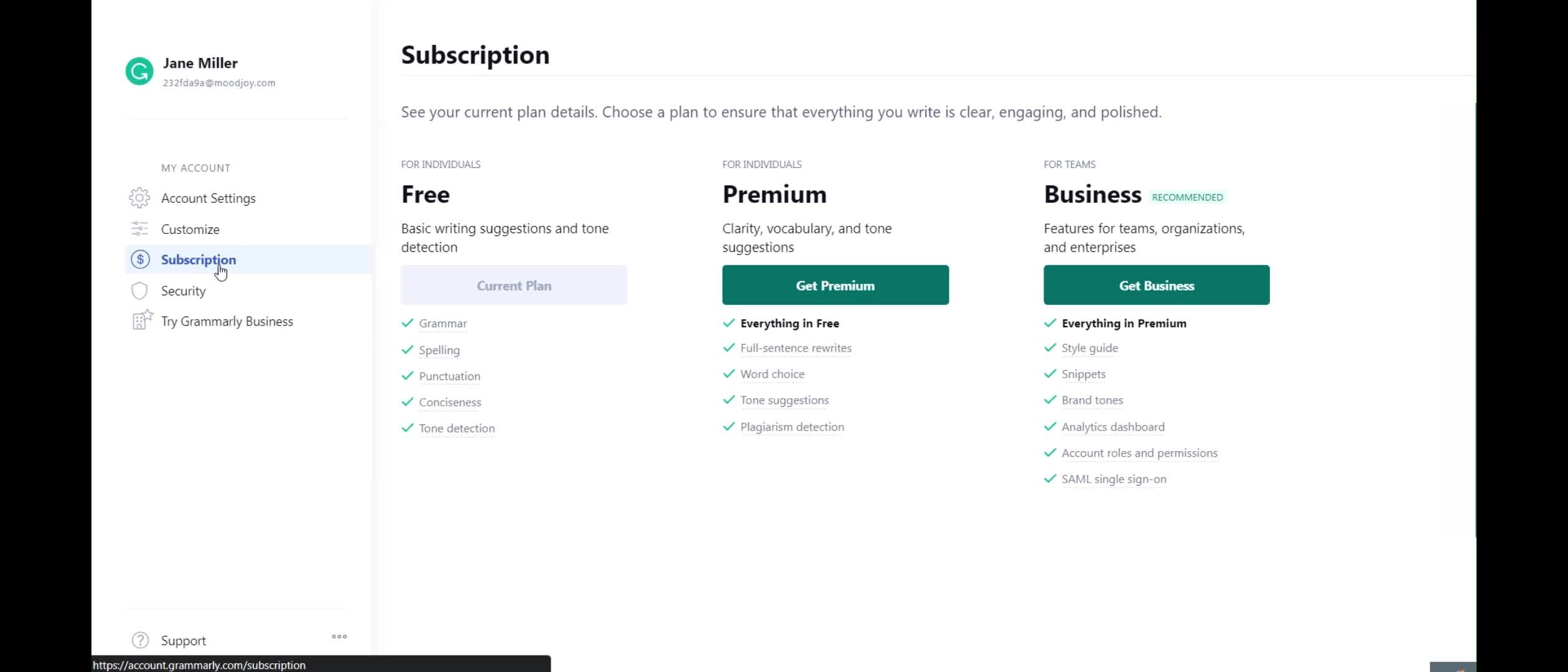 Settings on Grammarly video thumbnail