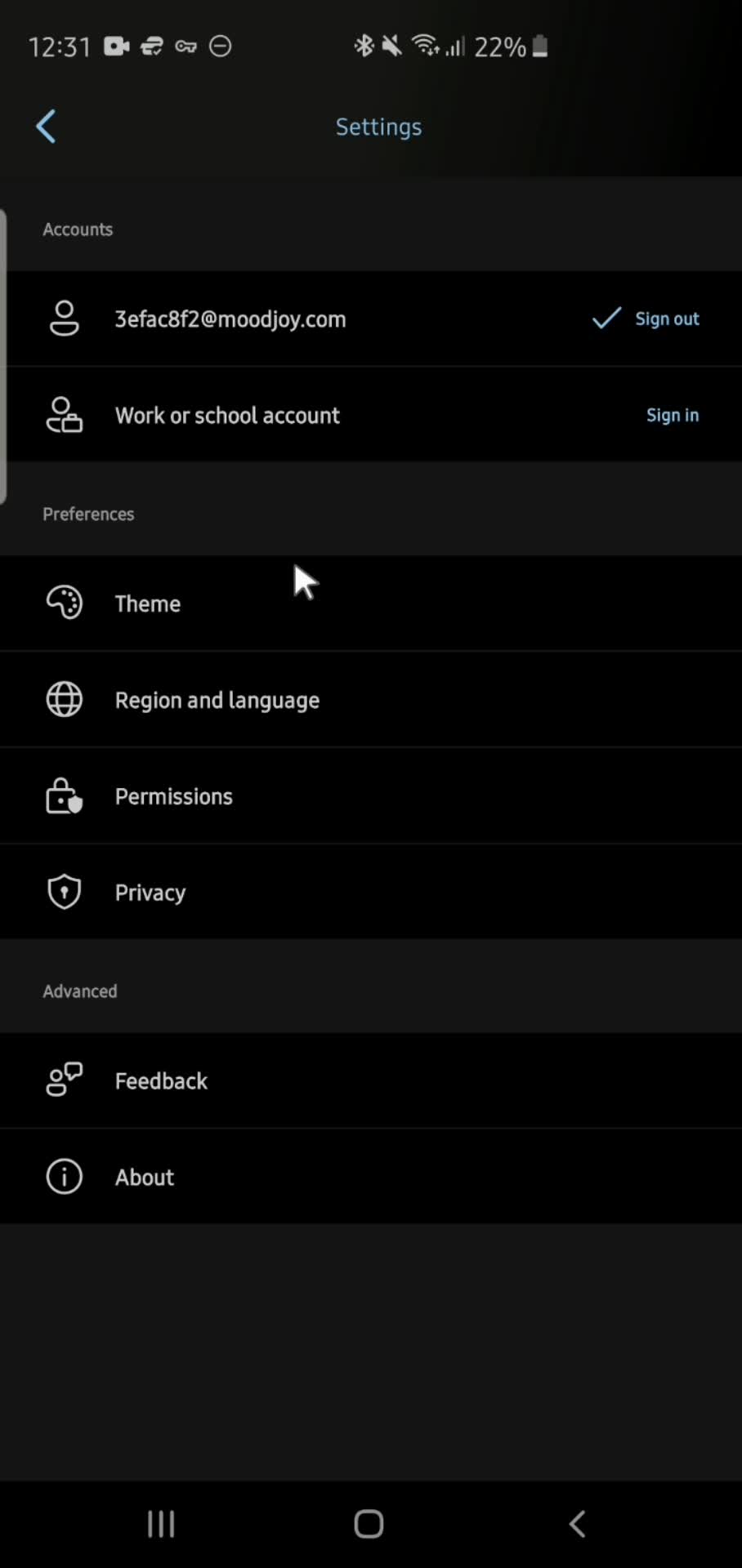 Settings screenshot