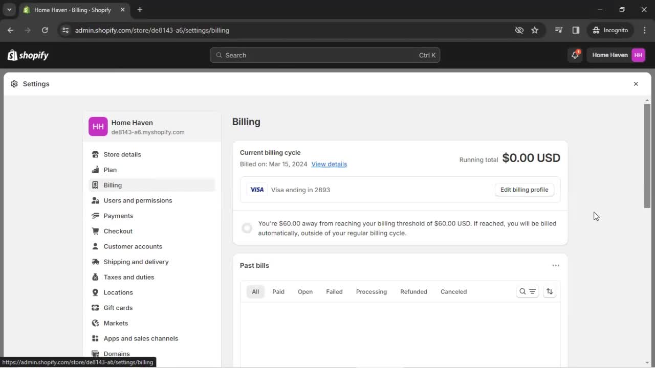 Settings on Shopify video thumbnail