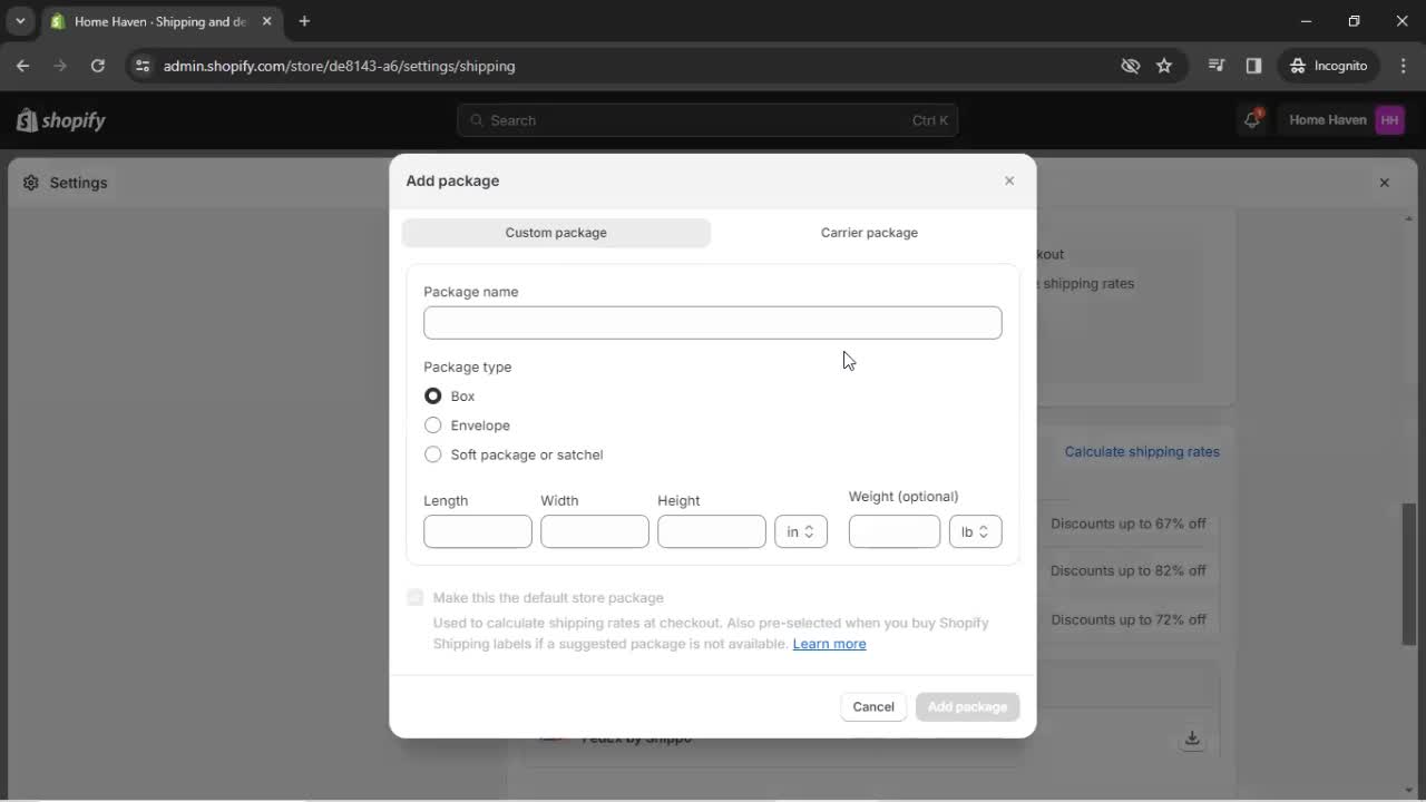 Settings on Shopify video thumbnail