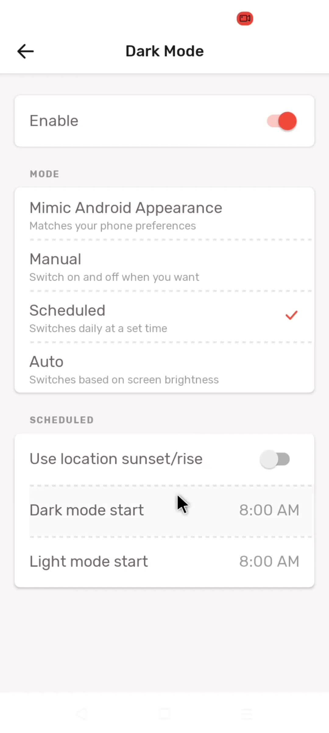 Settings screenshot