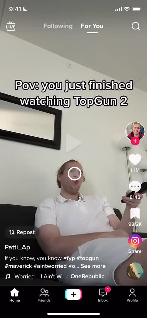Screenshot of Home on Sharing a video on TikTok user flow