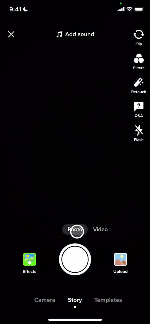 Screenshot of Take photo on Sharing a video on TikTok user flow