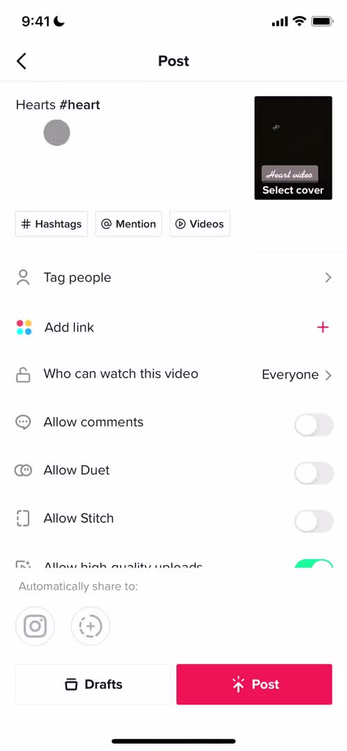 Sharing a video screenshot