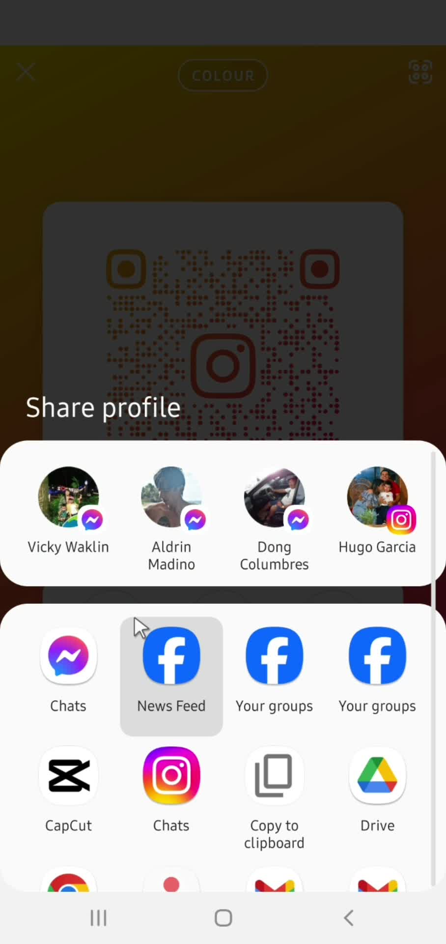 Sharing profile screenshot