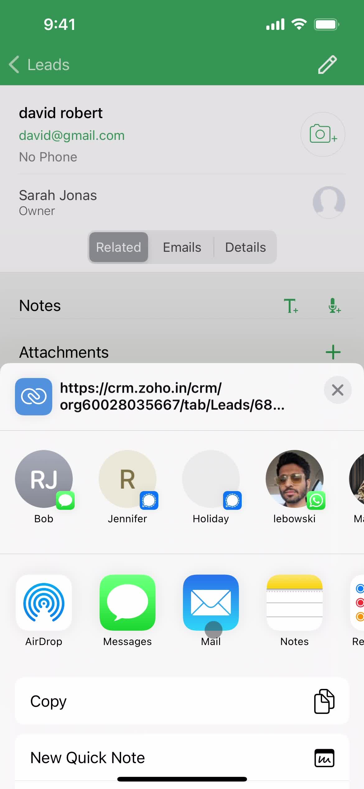 Sharing screenshot