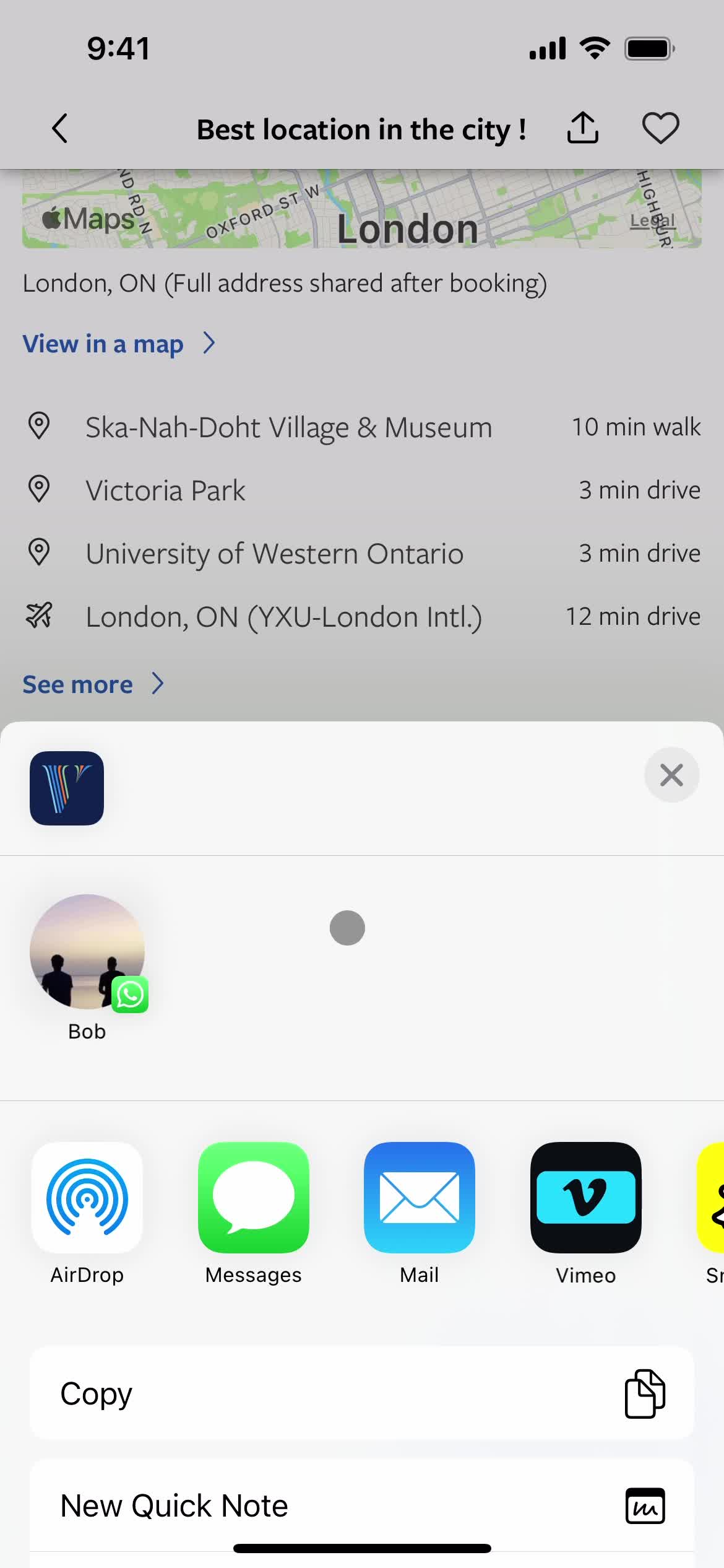 Sharing a listing screenshot