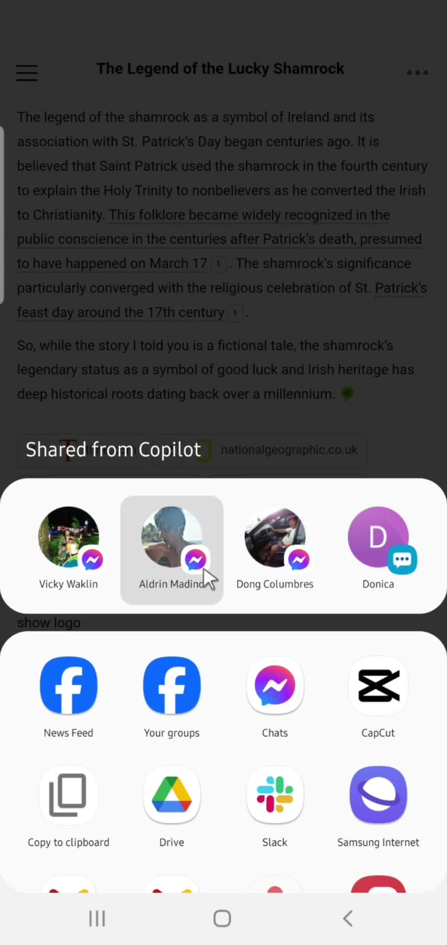 Sharing screenshot