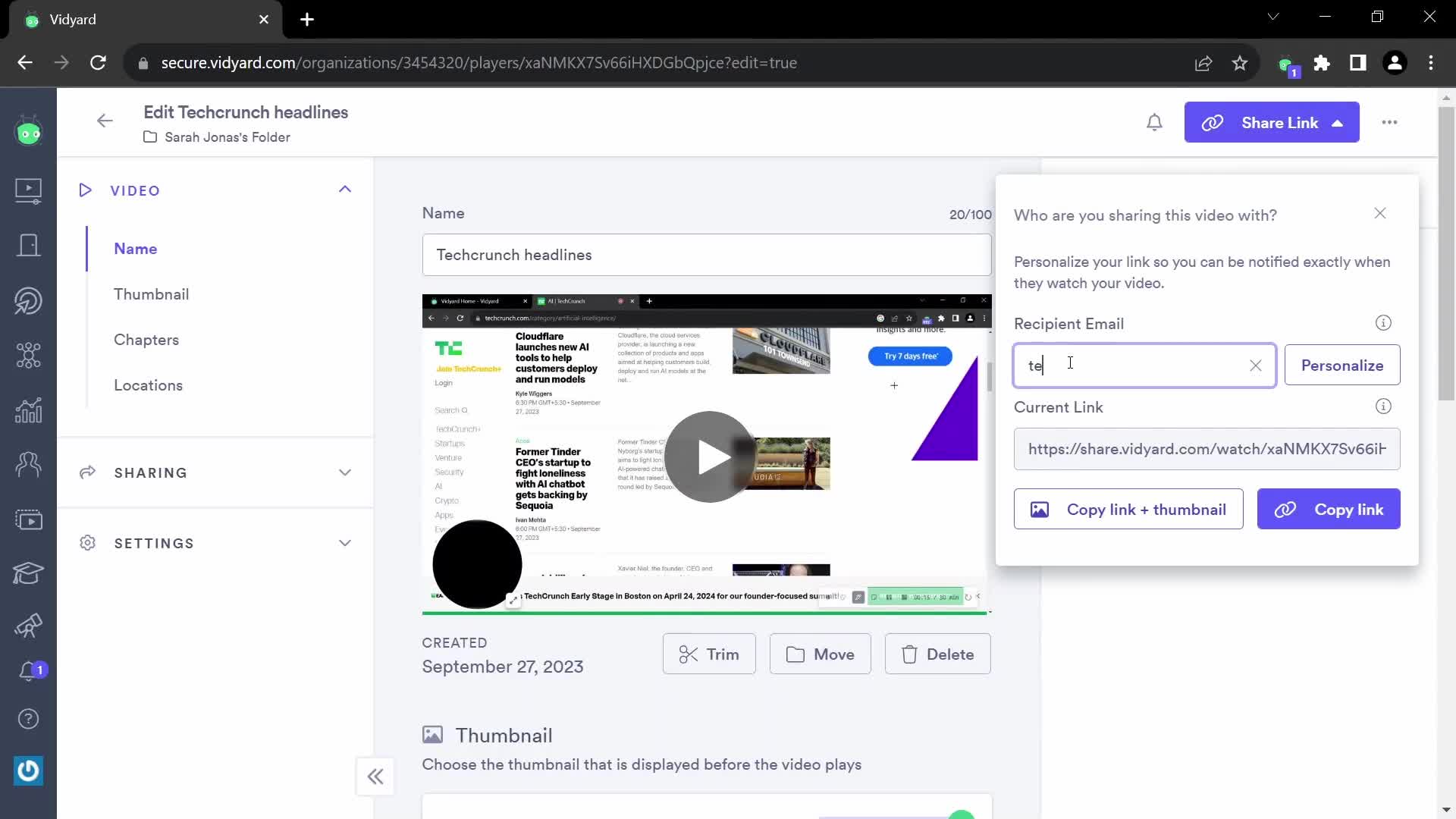 Sharing on Vidyard video thumbnail