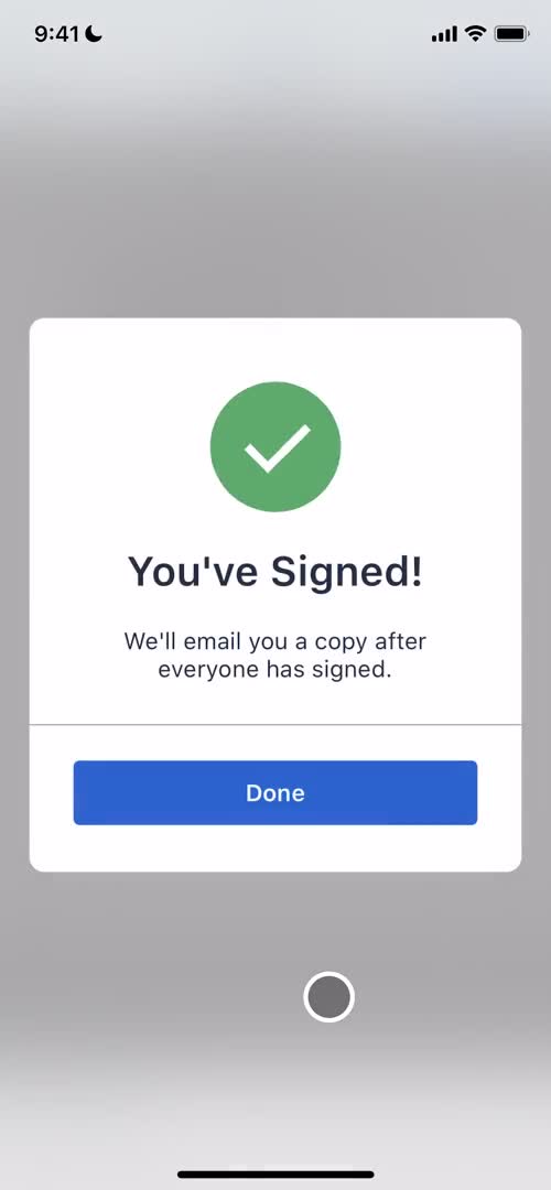 Signing a document screenshot