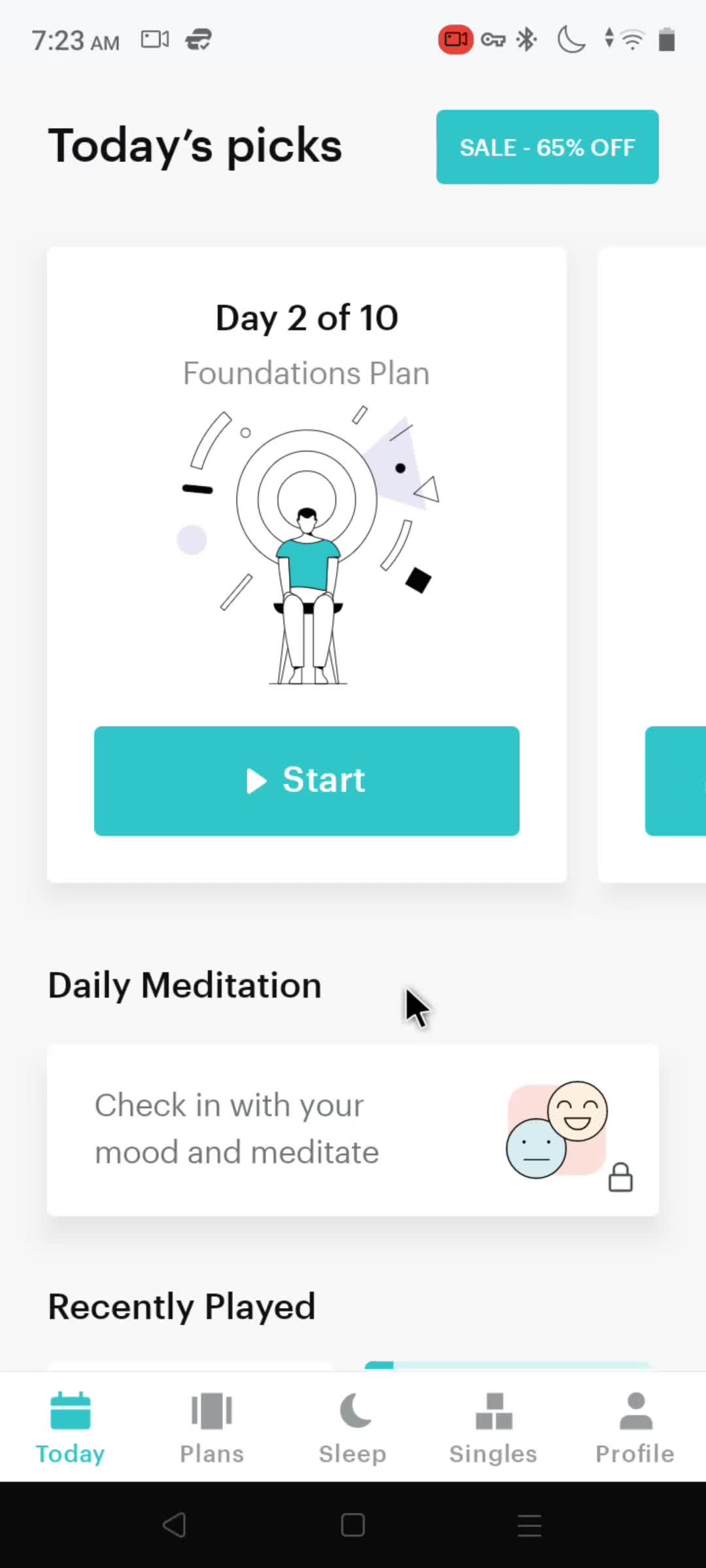 Singles meditation screenshot