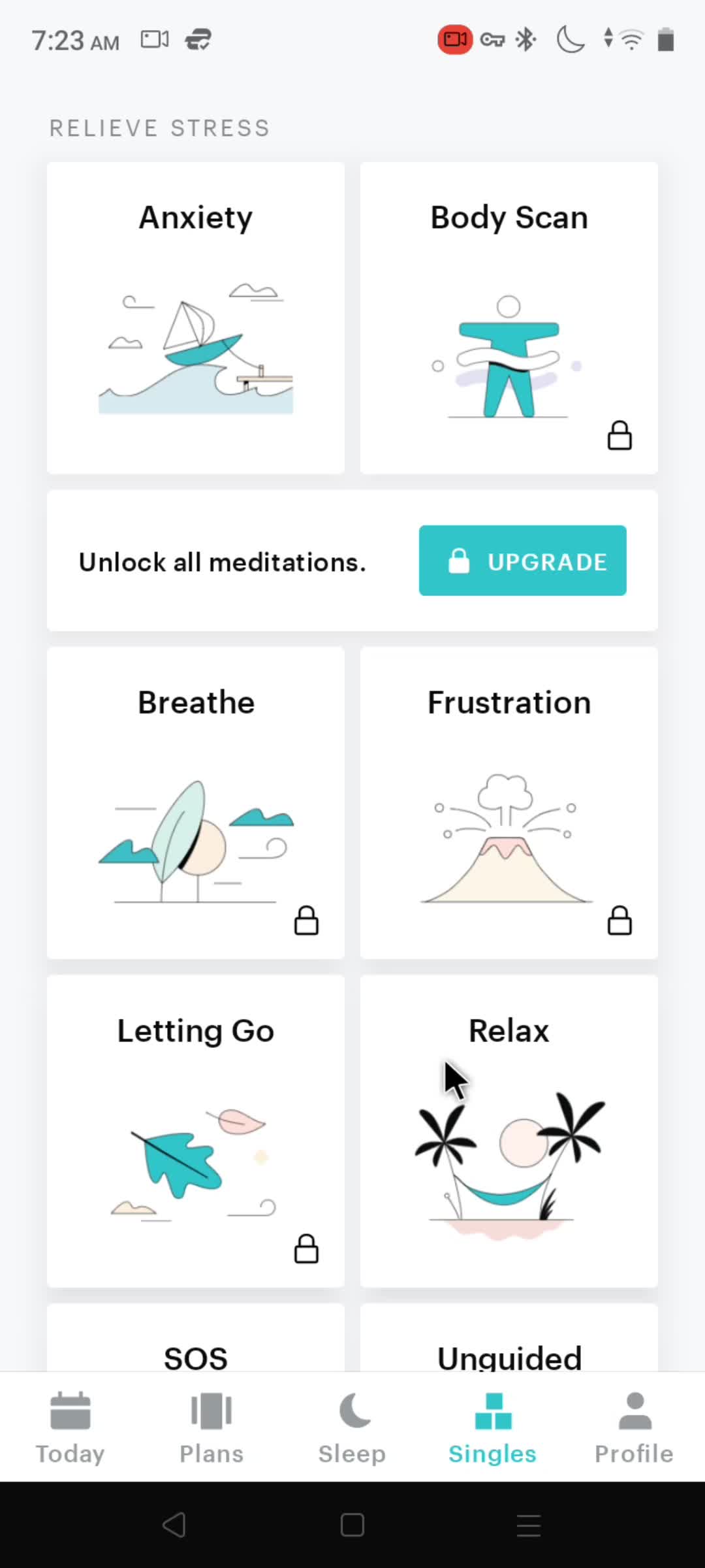 Singles meditation screenshot