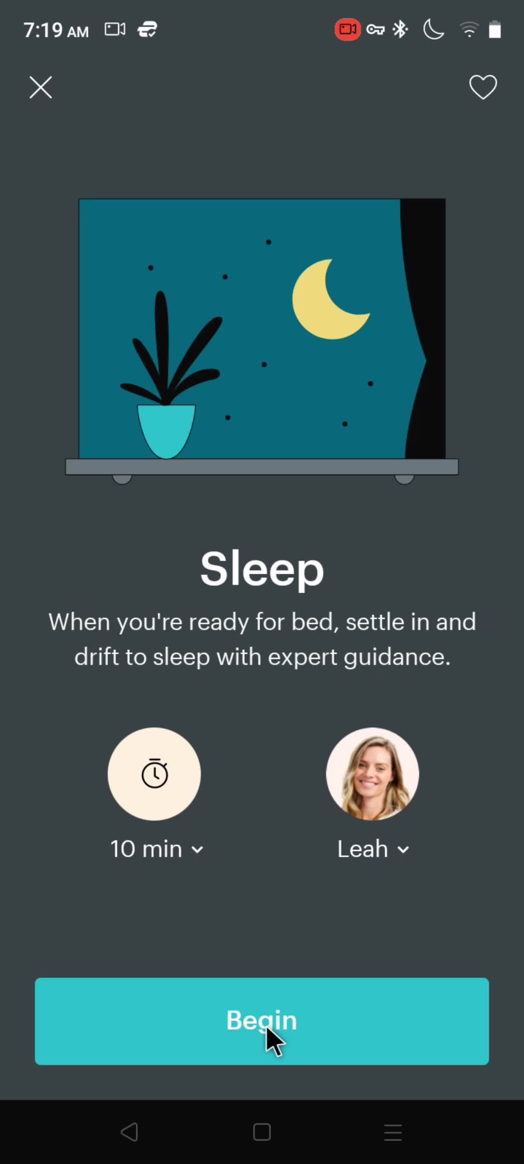 Sleep meditation screenshot