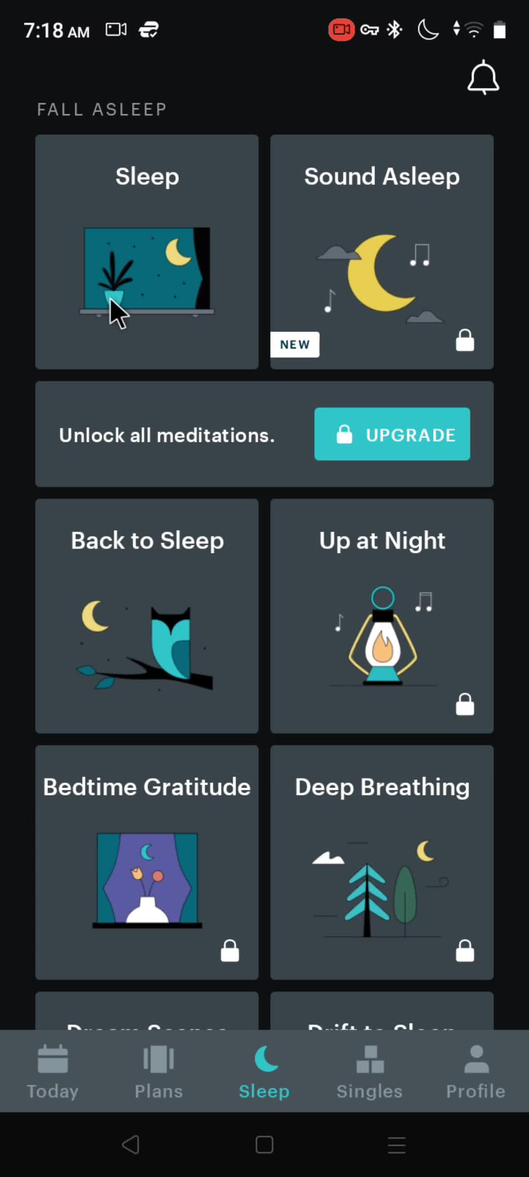 Sleep meditation screenshot