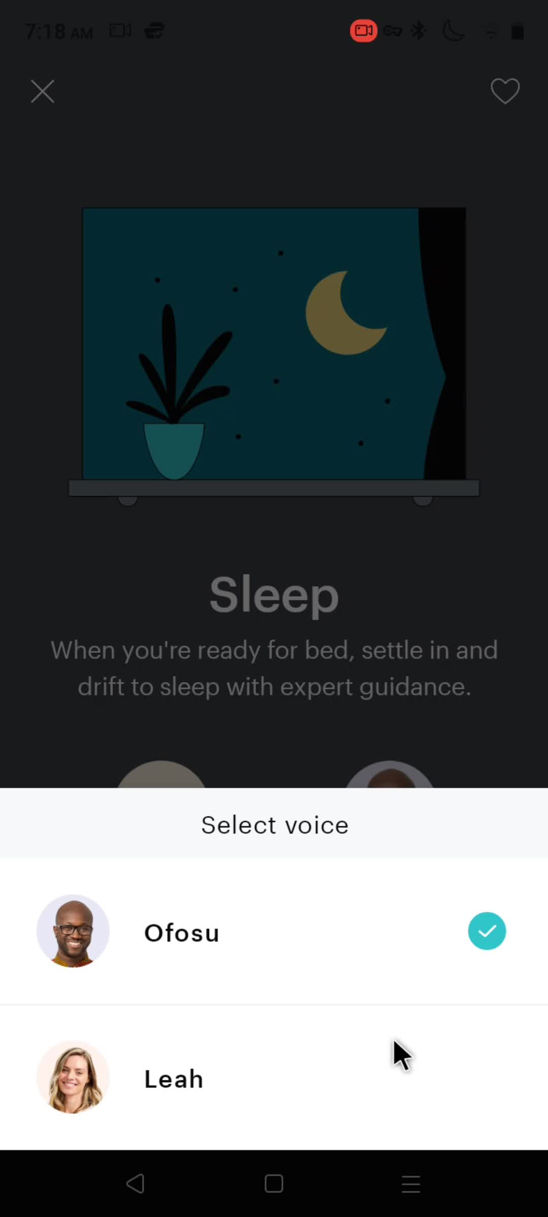 Sleep meditation screenshot