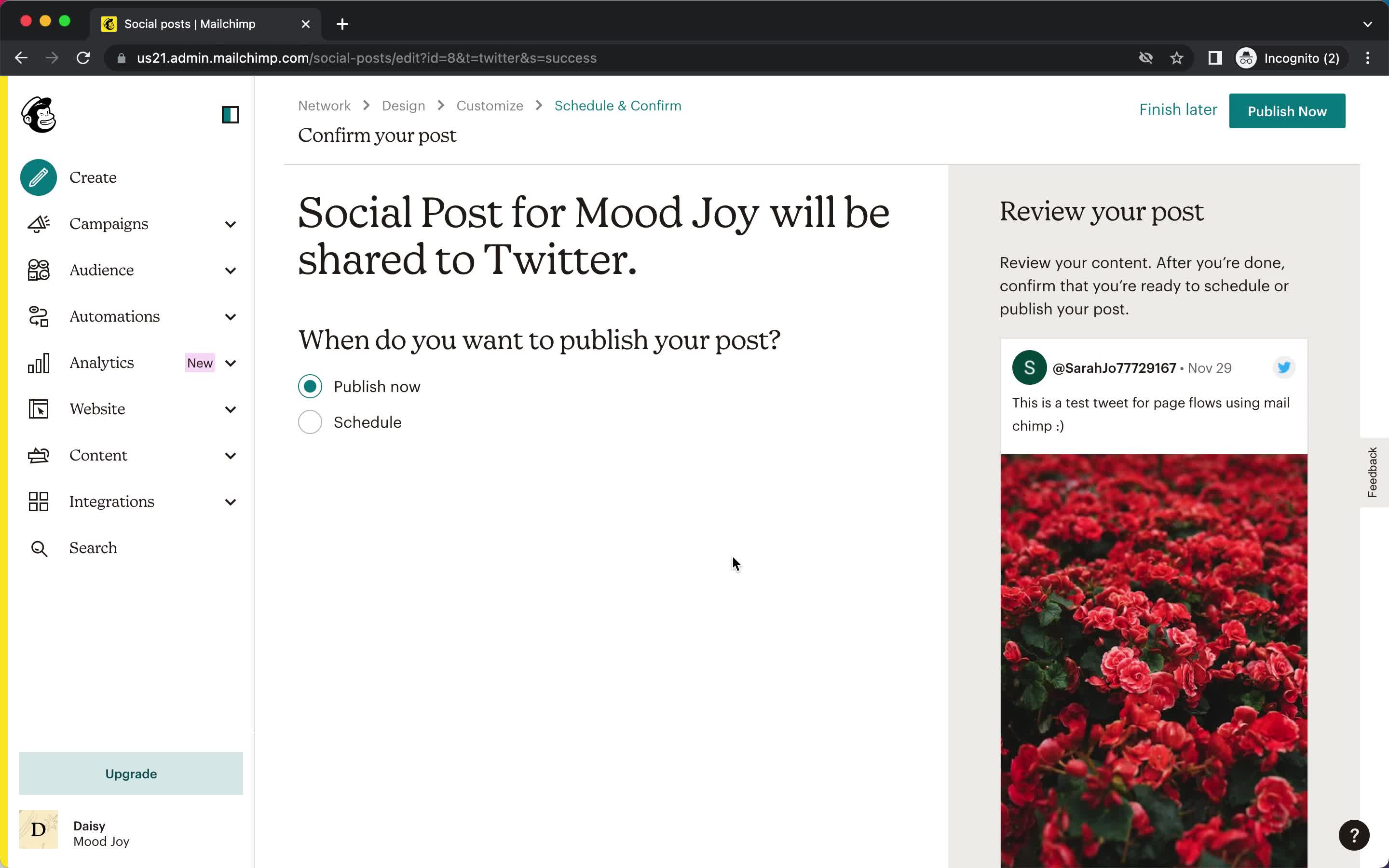 Creating a post screenshot